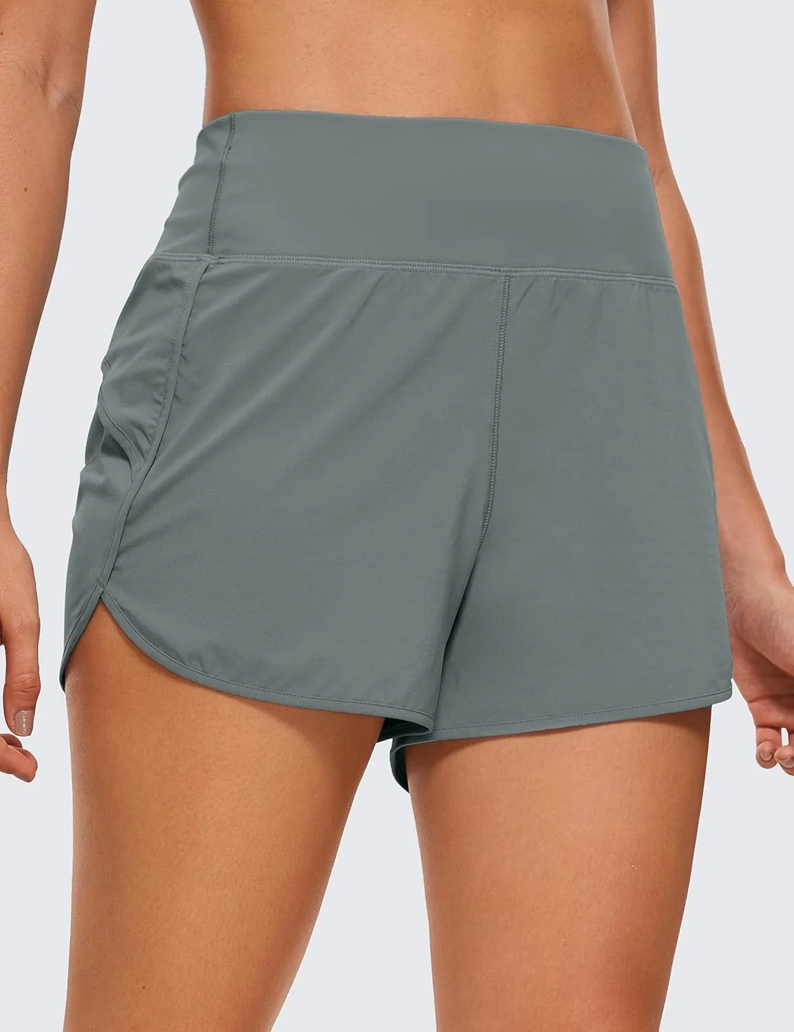 CRZ YOGA High Waisted Running Shorts for Women - 4'' Liner for Gym Athletic Workout with Zipper Pocket Breathable