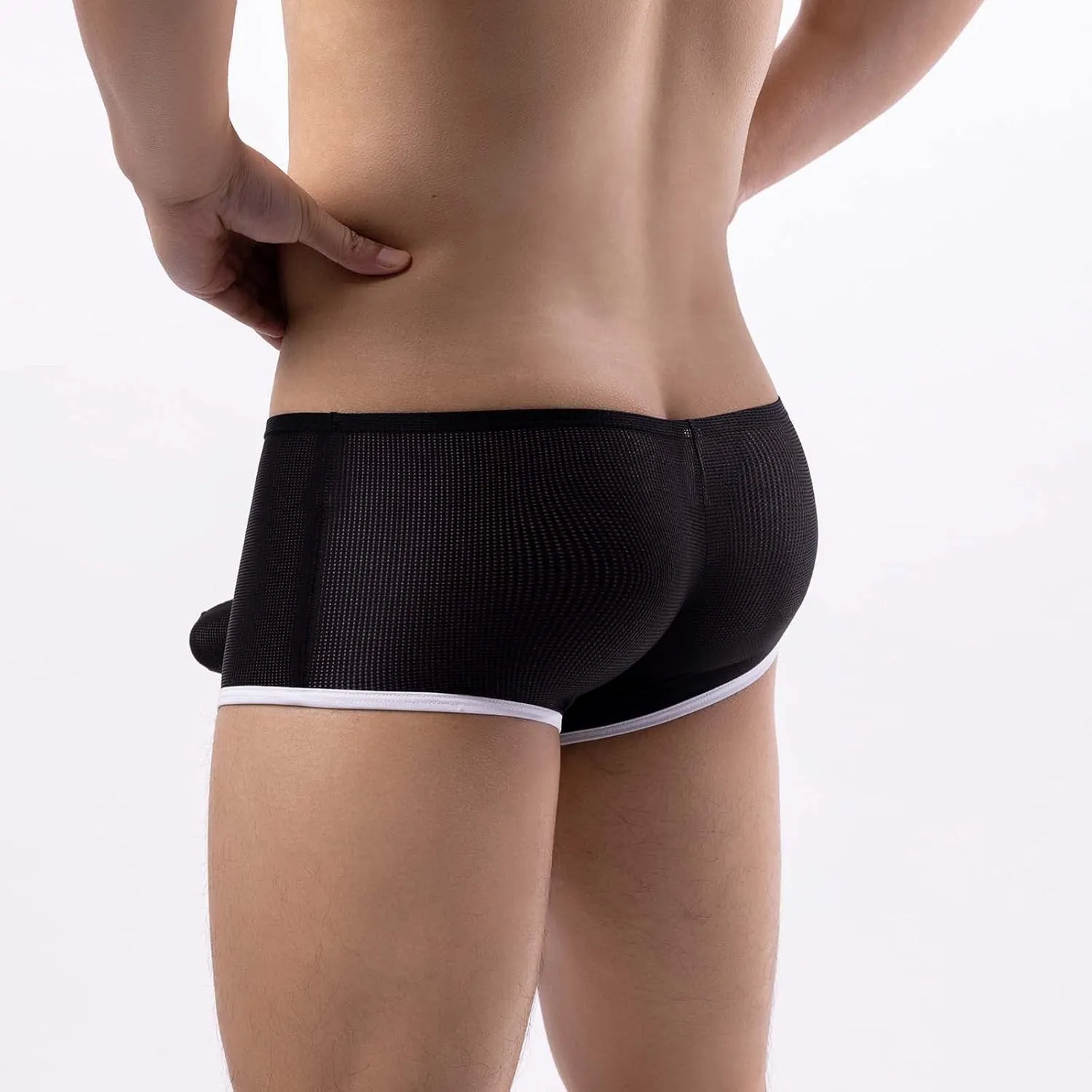 Ctreela Mesh Boxer Briefs for Men Elephant Nose Trunks Low-Waisted Breathable Underwear Funny Gifts for Husband Boyfriend