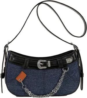 Denim Bag for Women Mini Hobo Purse Leather Canvas Crossbody Small Tote Shoulder Handbags for Ladie