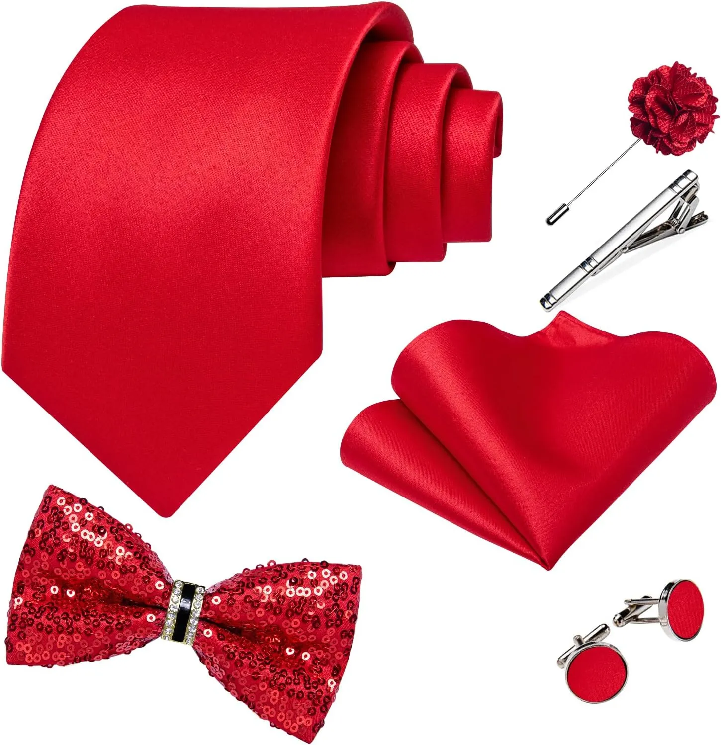 DiBanGu Mens Sequin Suit Vest and Tie Set, Shiny Dress Waistcoat & Bowtie with Tie Clip Lapel Pin for Party Prom Wedding