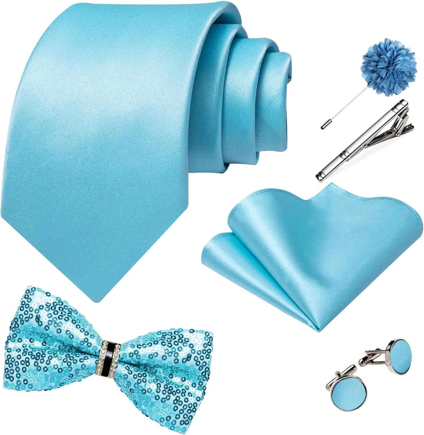 DiBanGu Mens Sequin Suit Vest and Tie Set, Shiny Dress Waistcoat & Bowtie with Tie Clip Lapel Pin for Party Prom Wedding