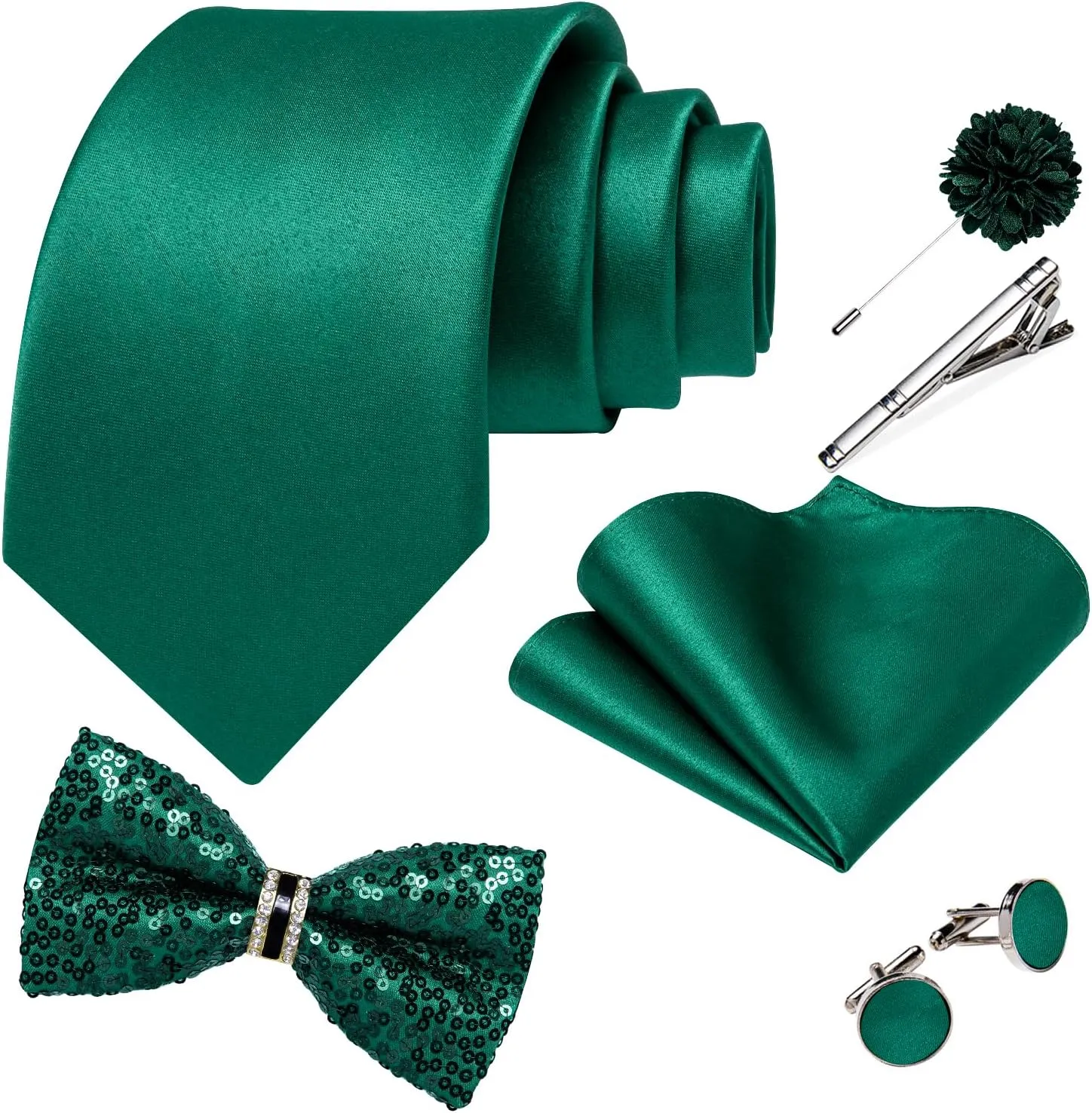 DiBanGu Mens Sequin Suit Vest and Tie Set, Shiny Dress Waistcoat & Bowtie with Tie Clip Lapel Pin for Party Prom Wedding