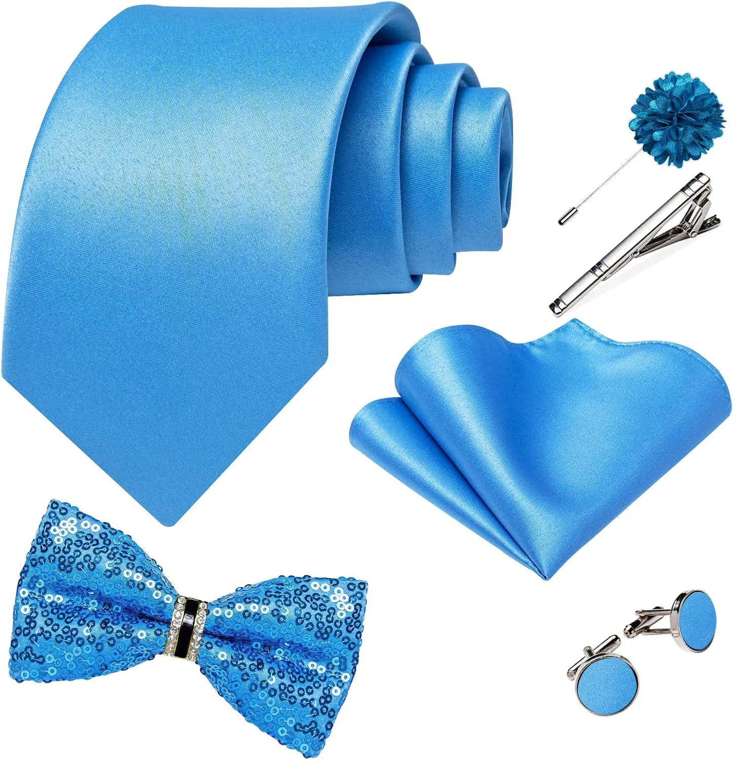 DiBanGu Mens Sequin Suit Vest and Tie Set, Shiny Dress Waistcoat & Bowtie with Tie Clip Lapel Pin for Party Prom Wedding