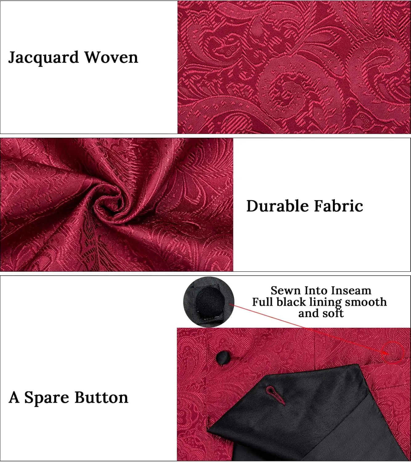 DiBanGu Mens Silk Vest and Tie Set 7PCS Paisley Suit Waistcoat and Necktie with Lapel Pin for Wedding Shawl Collar Dress Vest