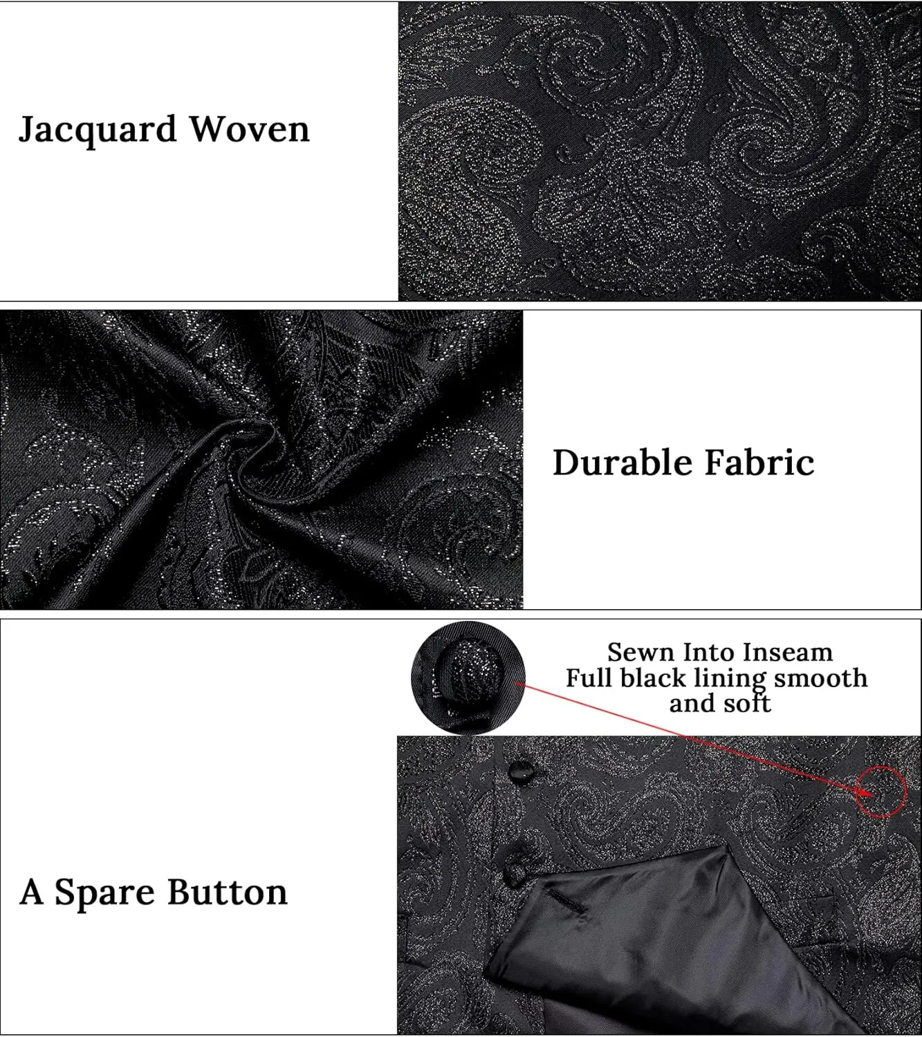 DiBanGu Mens Vest and Tie Set Formal Paisley Waistcoat and Necktie Pocket Square Cufflinks Silk Suit Vest for Tuxedo Wedding