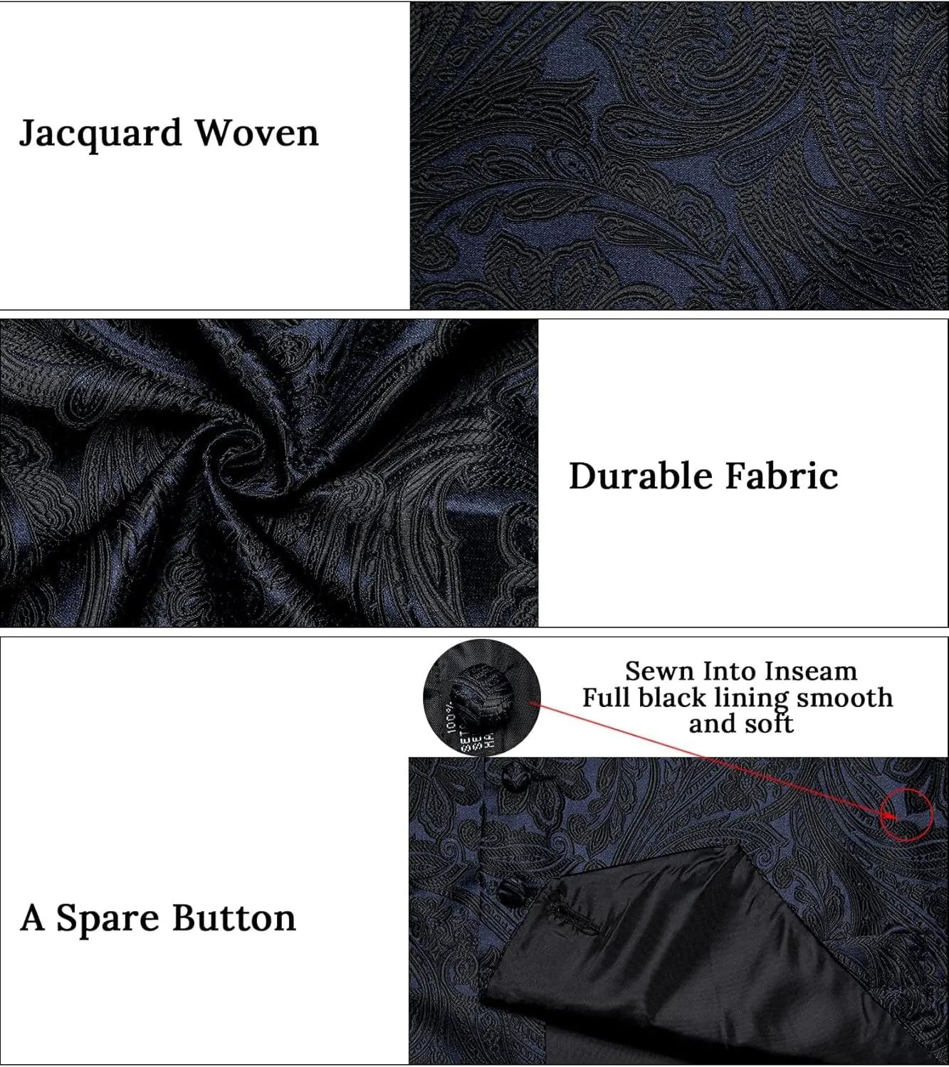 DiBanGu Mens Vest and Tie Set Formal Paisley Waistcoat and Necktie Pocket Square Cufflinks Silk Suit Vest for Tuxedo Wedding