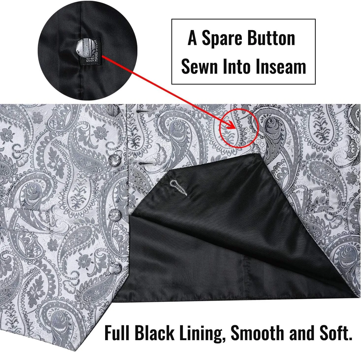 DiBanGu Mens Vest and Tie Set Formal Paisley Waistcoat and Necktie Pocket Square Cufflinks Silk Suit Vest for Tuxedo Wedding