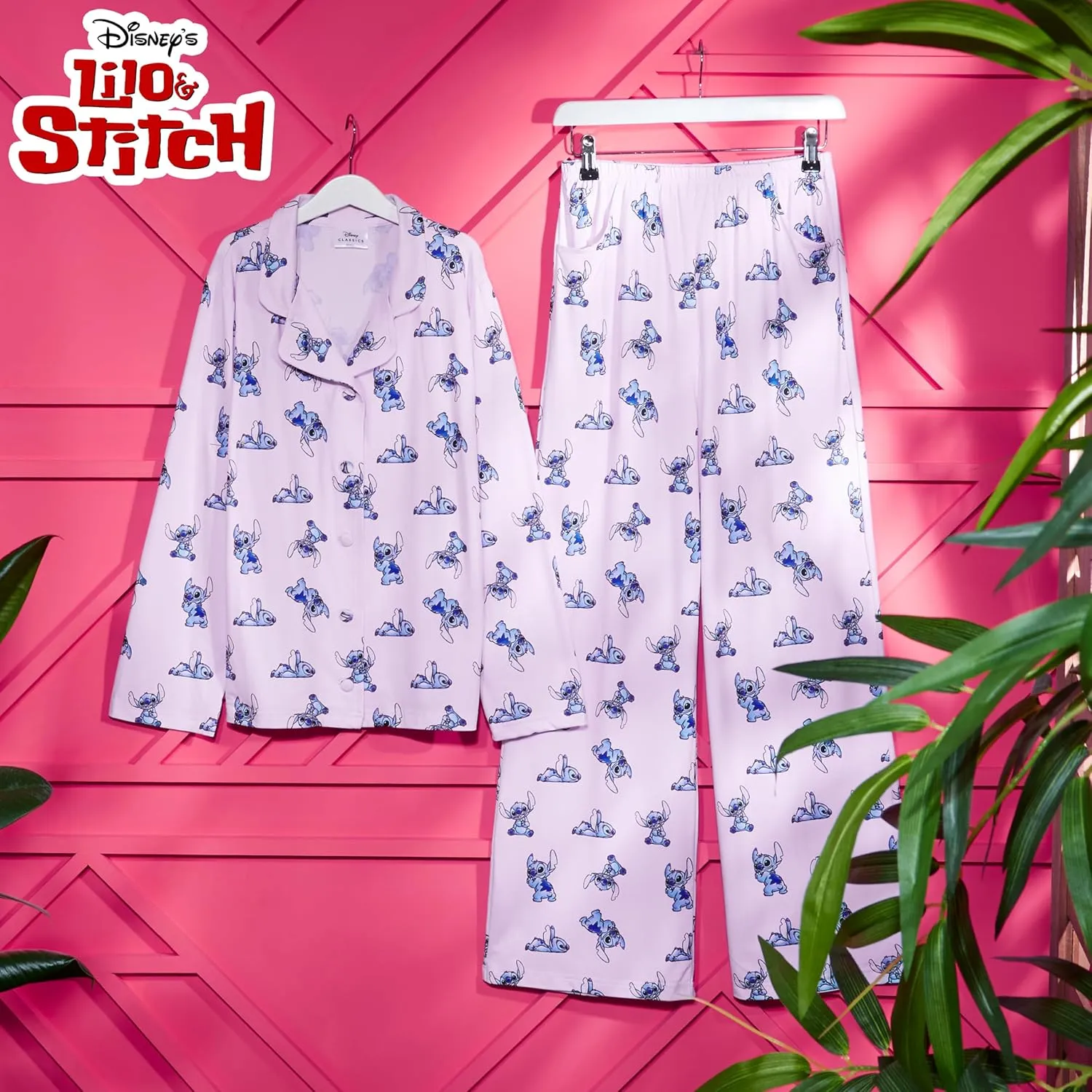 Disney Stitch Girls PJs for Kids Teenagers - 2 Piece Long Girls Pyjamas Breathable Lounge Wear 7-14 - Years Stitch Gifts