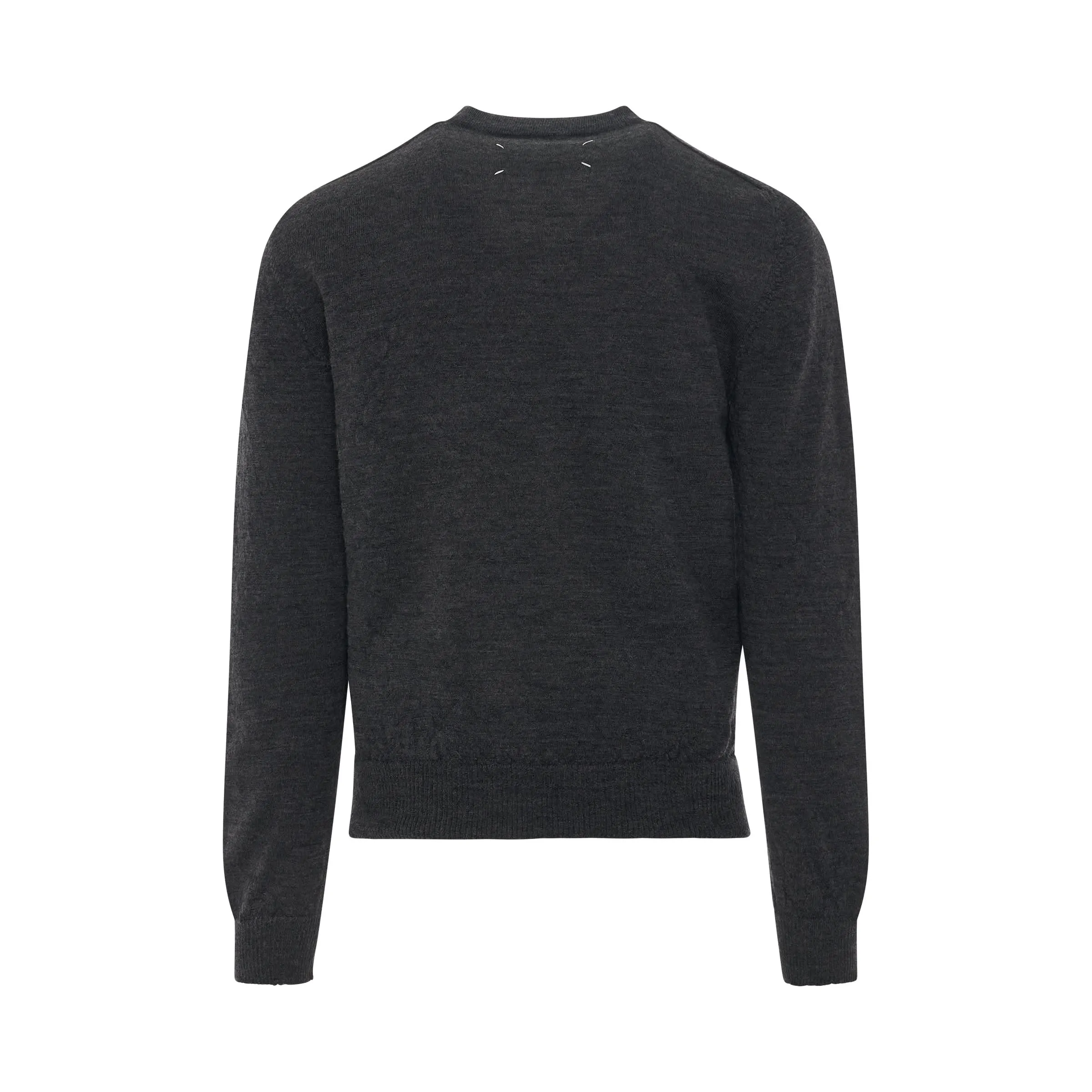 Distressed Wool Jumper in Dark Grey