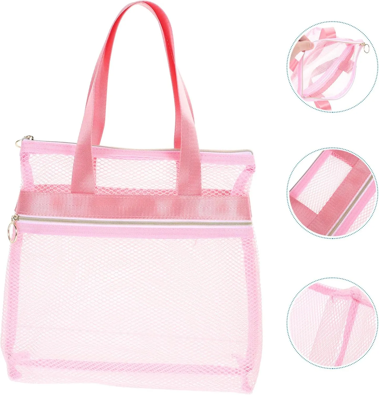 DOITOOL Travel Toiletry Bag Nylon Beach Bag Mesh Design Toiletry Bag Breathable Mesh Hand Bag Multi-pocket Beach Bag Travel Toiletry Storage Bag Portable Beach Pouch Makeup Container
