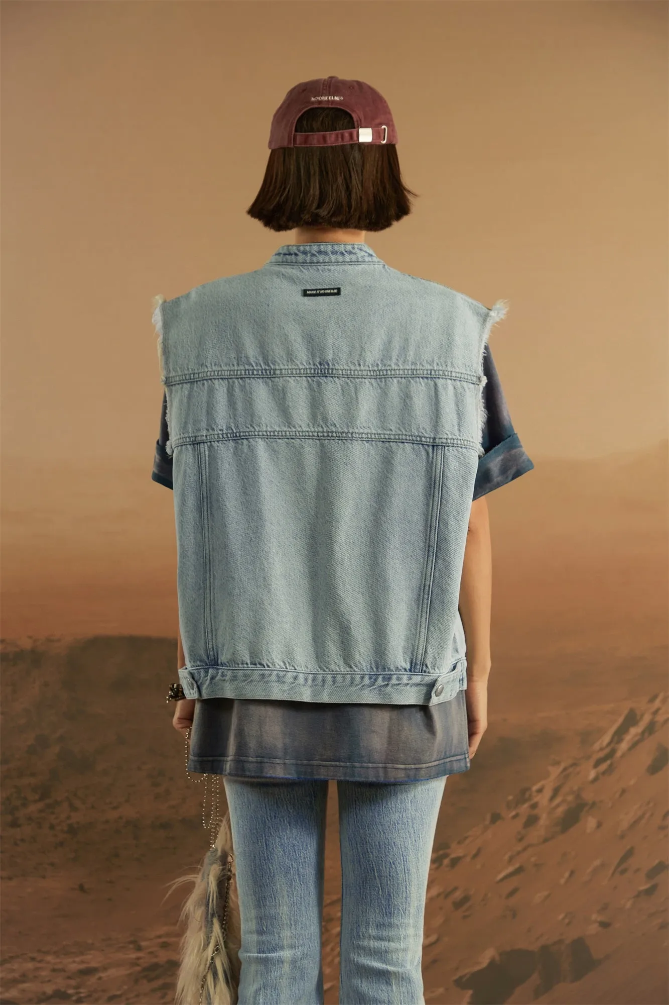 Embroidered Denim Vest