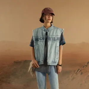 Embroidered Denim Vest
