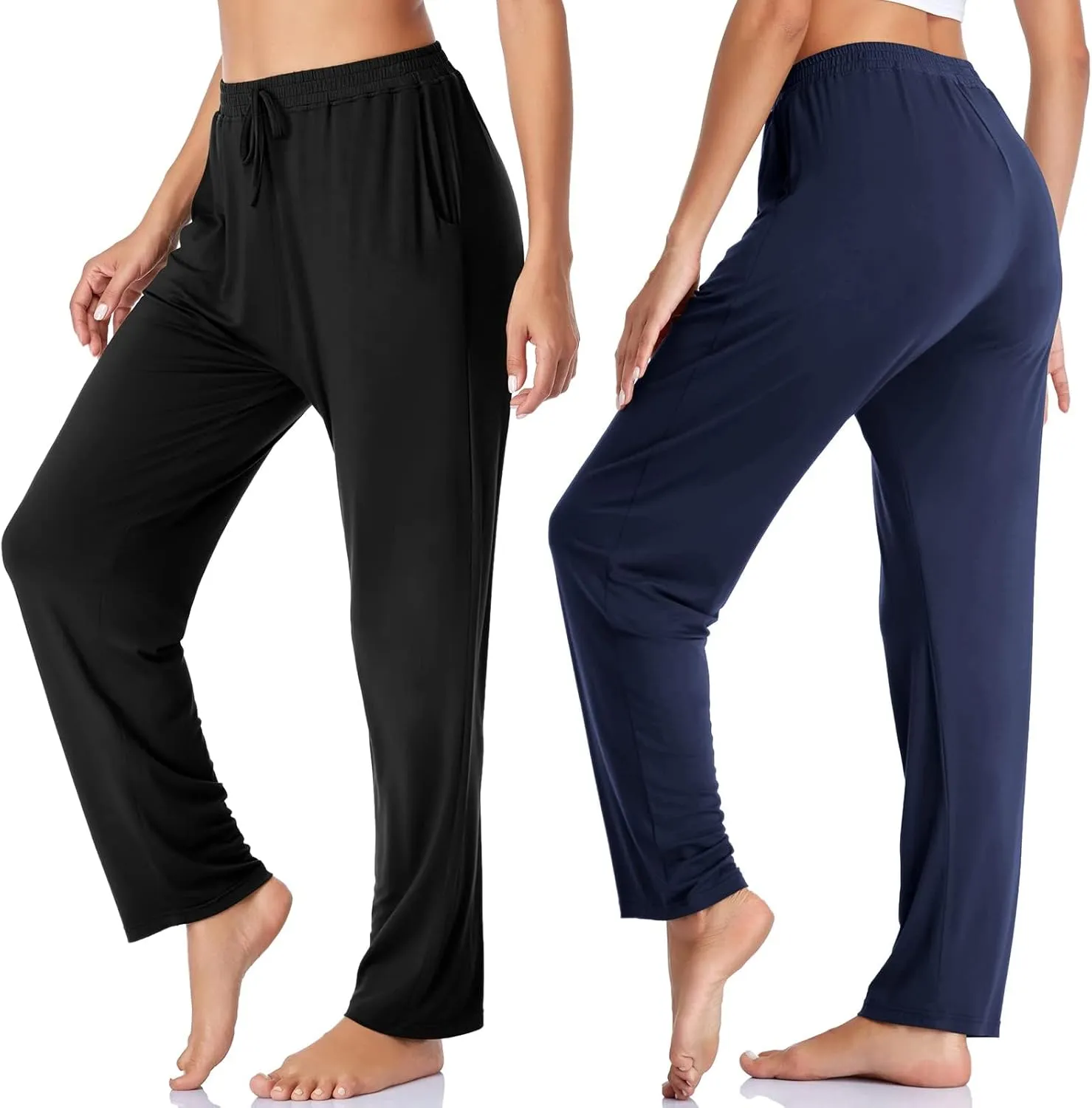 Envlon Women's Yoga Pants with Pockets Comfy Stretch Loose Wide Leg Casual Pants Breathable Running Workout Lounge Pants