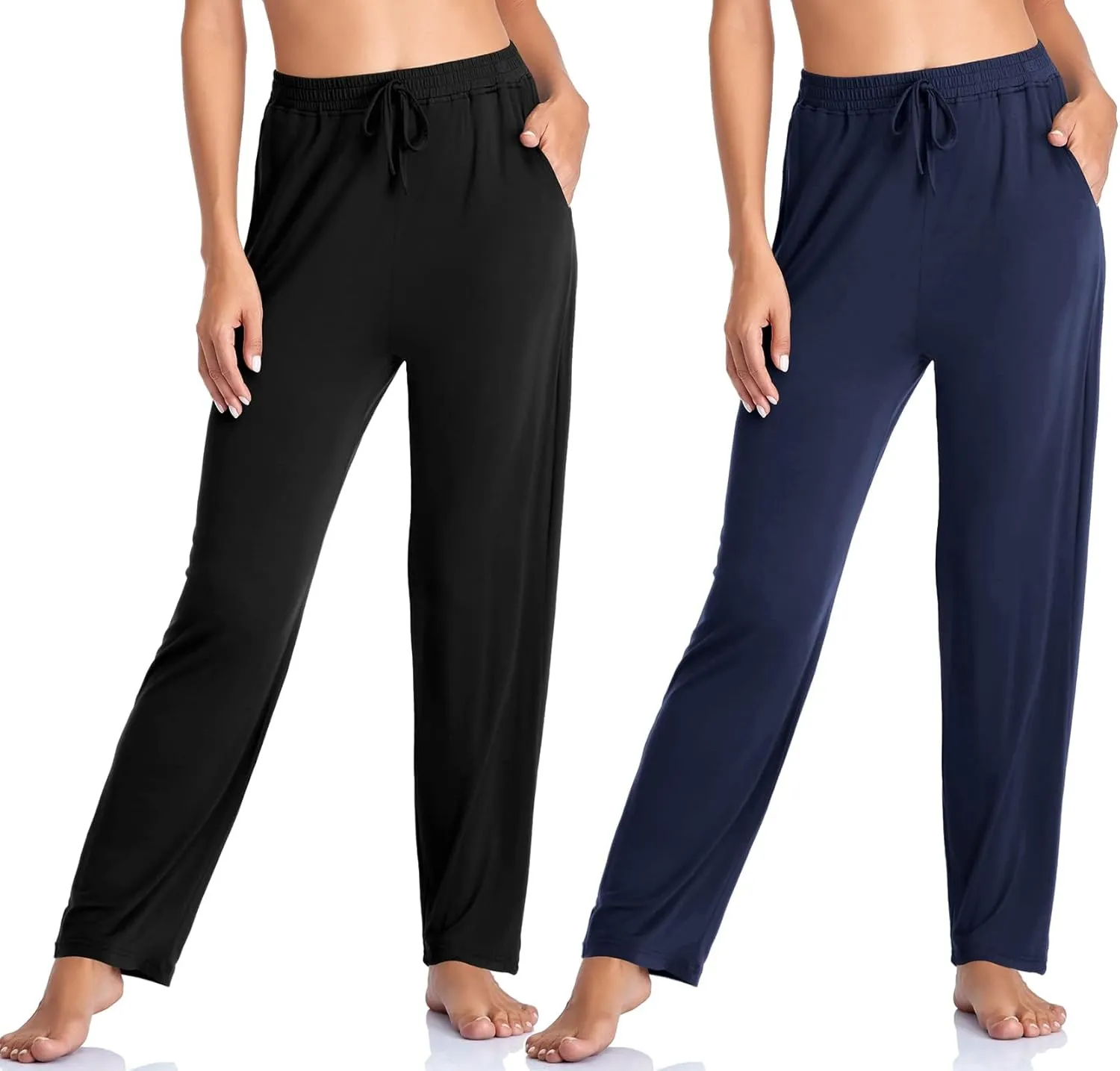 Envlon Women's Yoga Pants with Pockets Comfy Stretch Loose Wide Leg Casual Pants Breathable Running Workout Lounge Pants