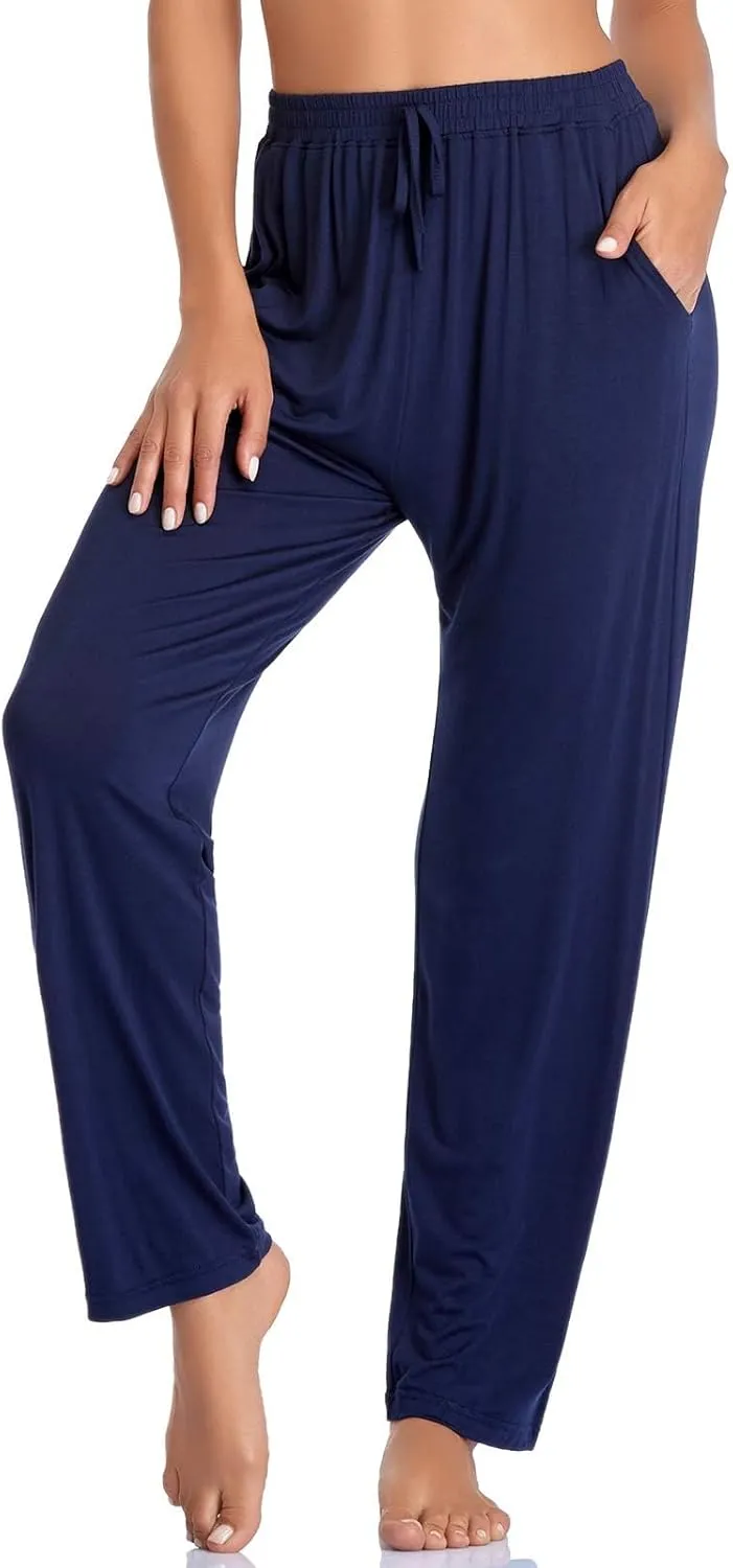 Envlon Women's Yoga Pants with Pockets Comfy Stretch Loose Wide Leg Casual Pants Breathable Running Workout Lounge Pants