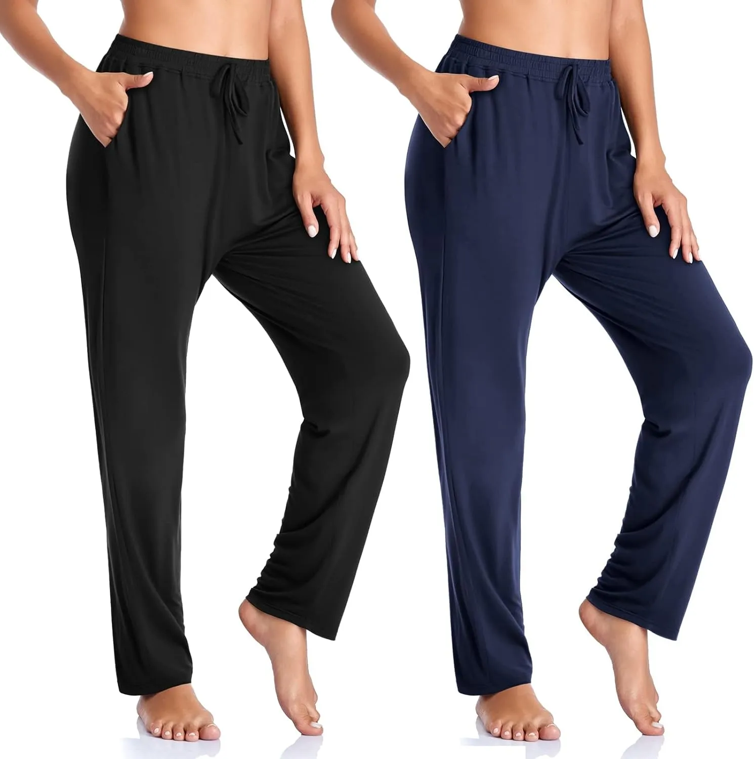 Envlon Women's Yoga Pants with Pockets Comfy Stretch Loose Wide Leg Casual Pants Breathable Running Workout Lounge Pants