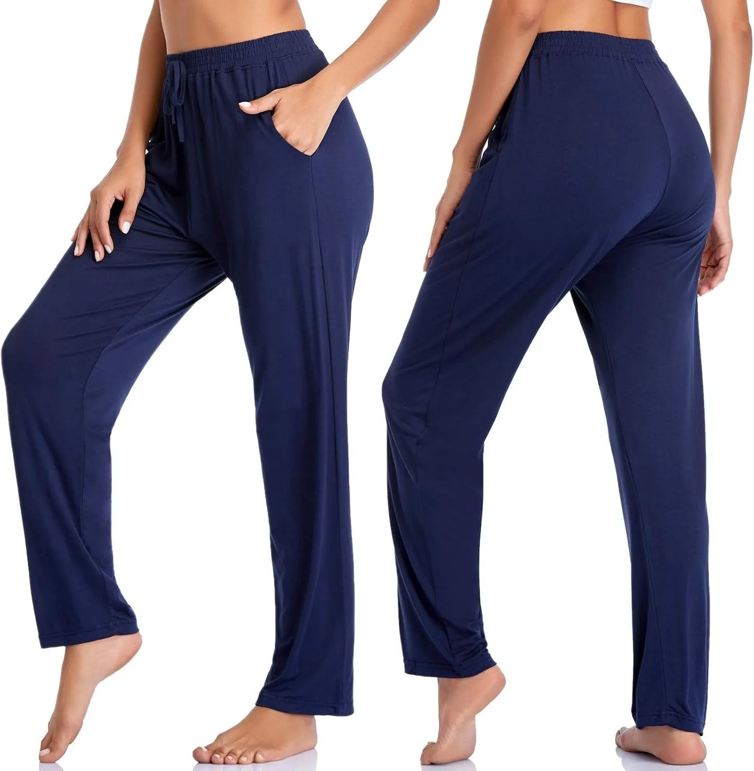 Envlon Women's Yoga Pants with Pockets Comfy Stretch Loose Wide Leg Casual Pants Breathable Running Workout Lounge Pants