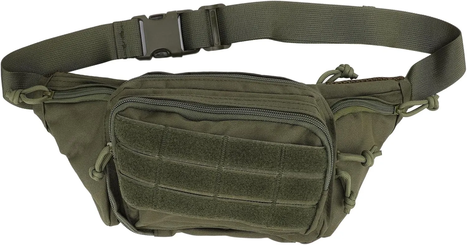 Fanny Pack,Sports Waist Bag Adjustable Breathable Portable Nylon Chest Belt Bag for Running Hiking Cycling Travel Mountaineering (OD Green)