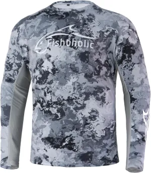 Fishoholic UPF 50 Performance Fishing Shirt - Long Sleeve - Loose Keg Fit - Breathable Quick Dry Sun Protection