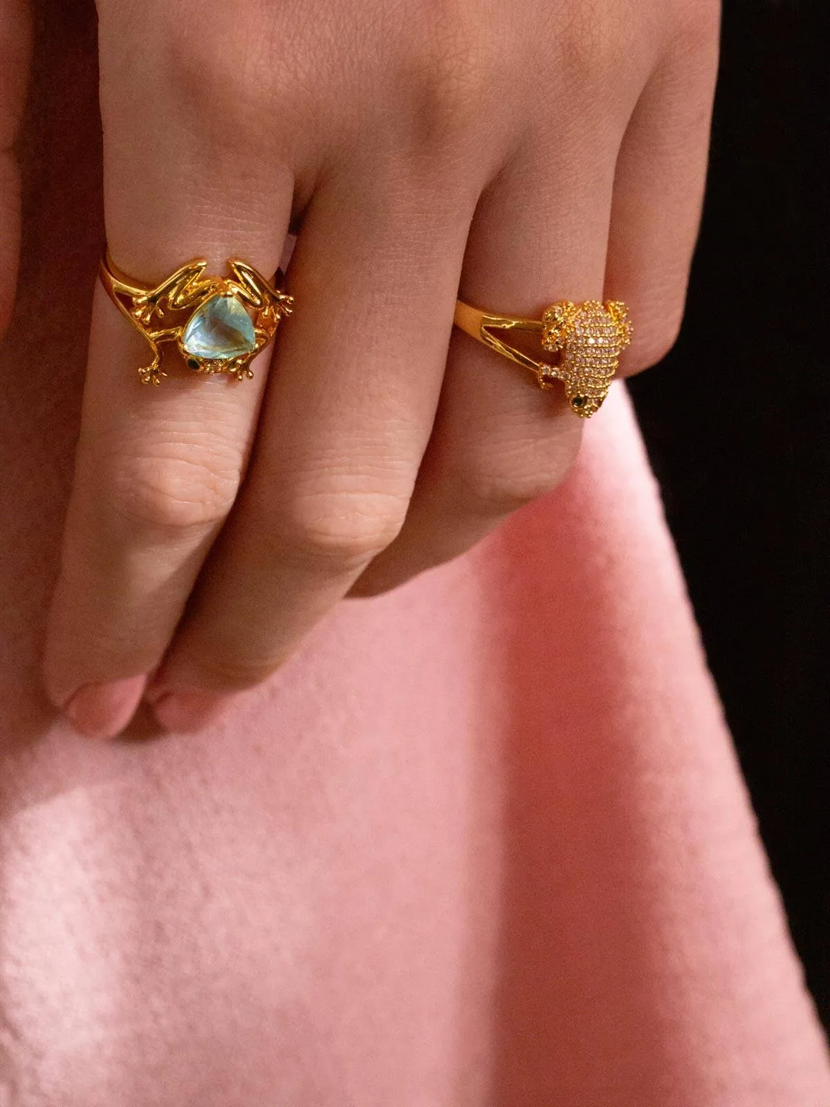 Frog Ring With Aquamarine Stone