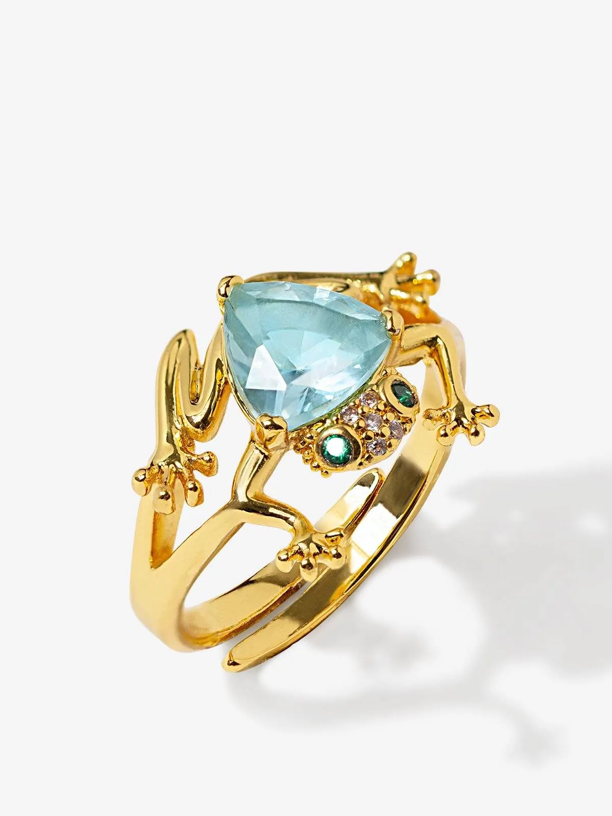 Frog Ring With Aquamarine Stone