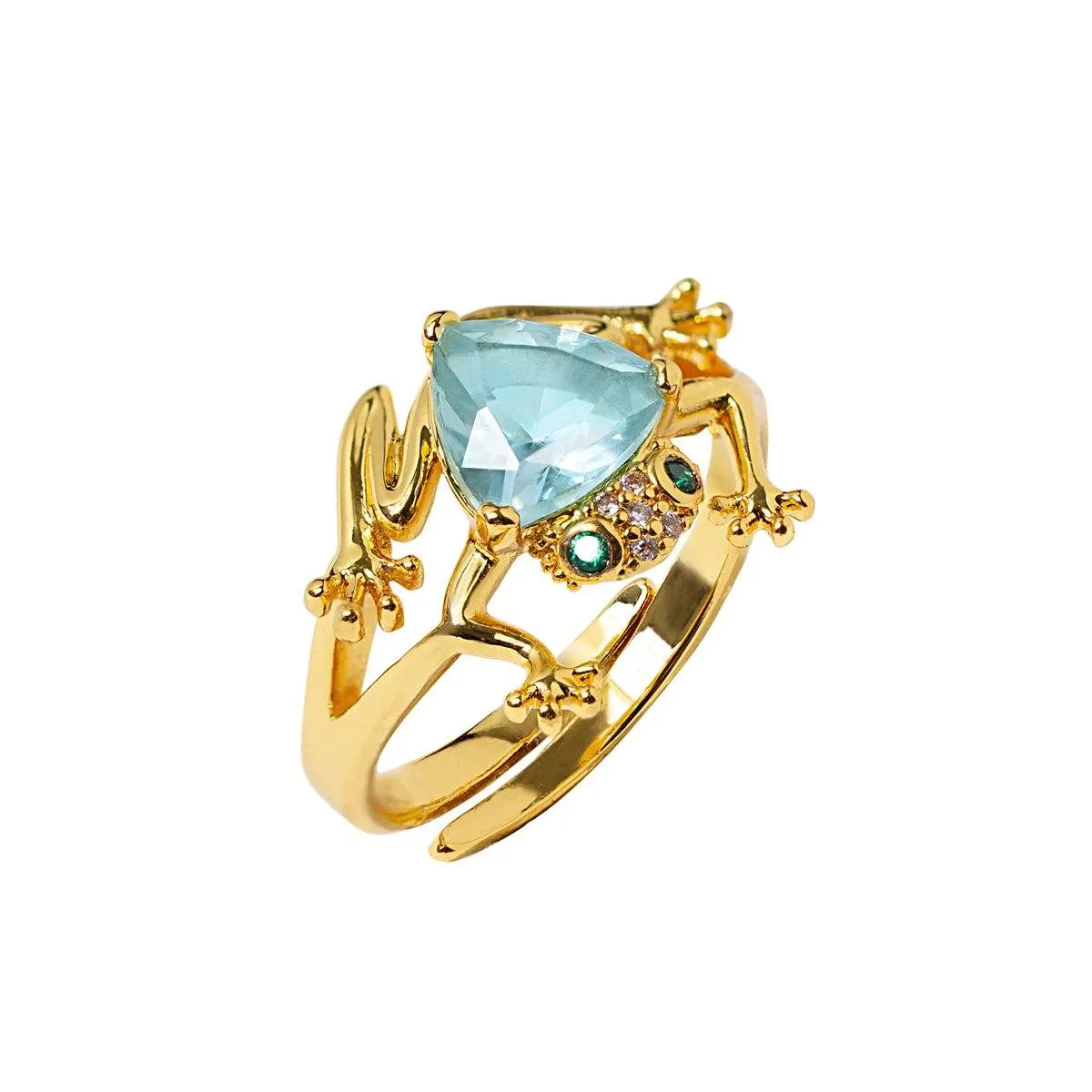 Frog Ring With Aquamarine Stone