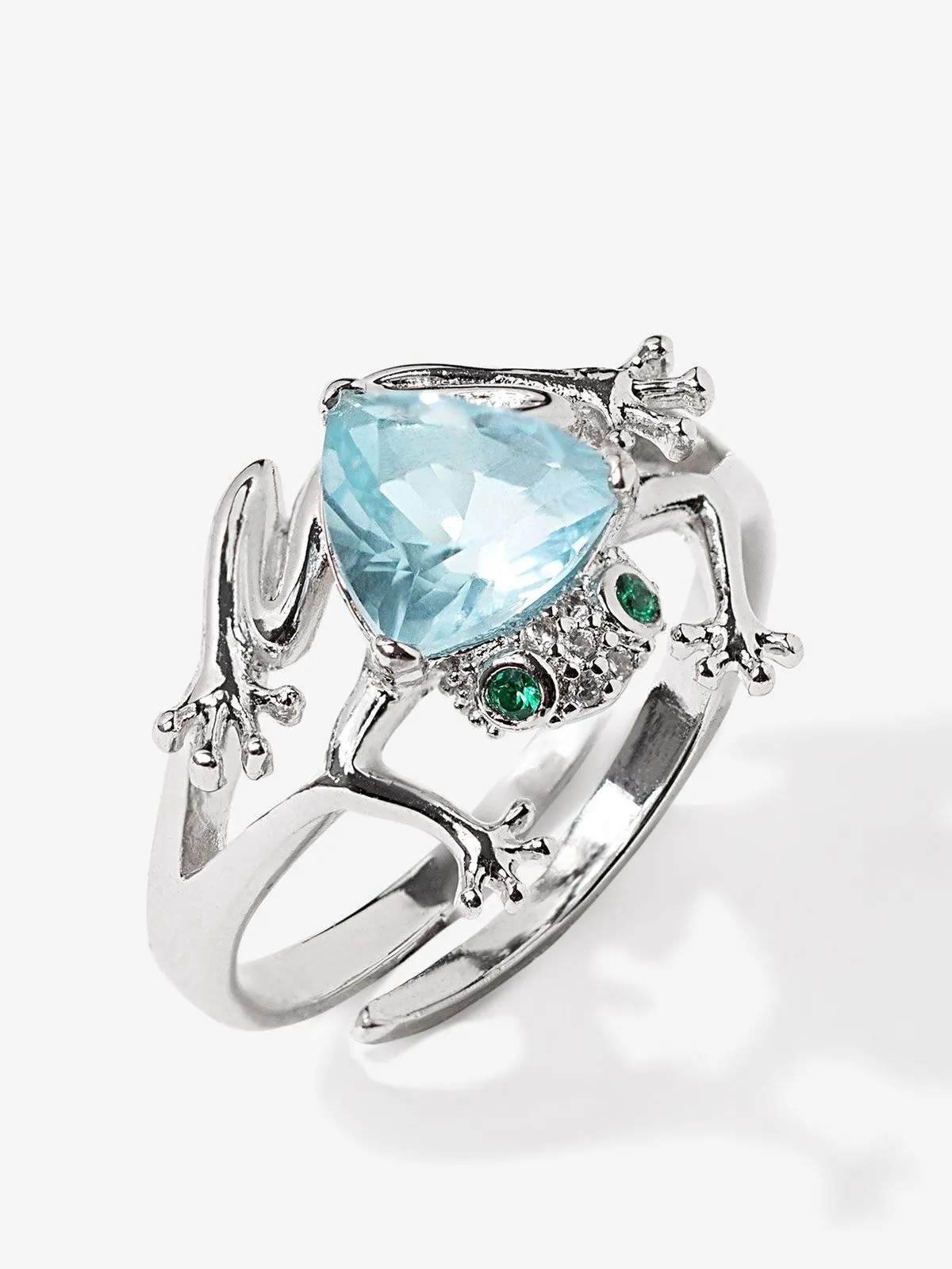 Frog Ring With Aquamarine Stone