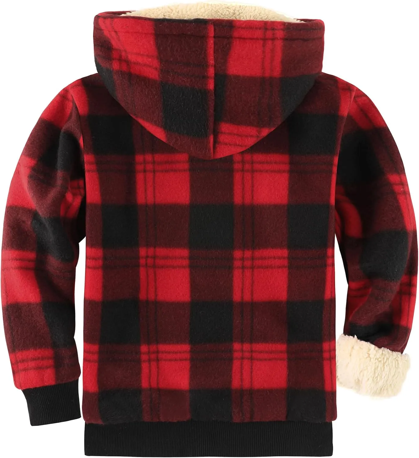 GEEK LIGHTING Boys Flannel Jacket Sherpa Lined Hoodies Zip Up Fleece Plaid Shirt Jackets Winter Outdoor Coat Warm