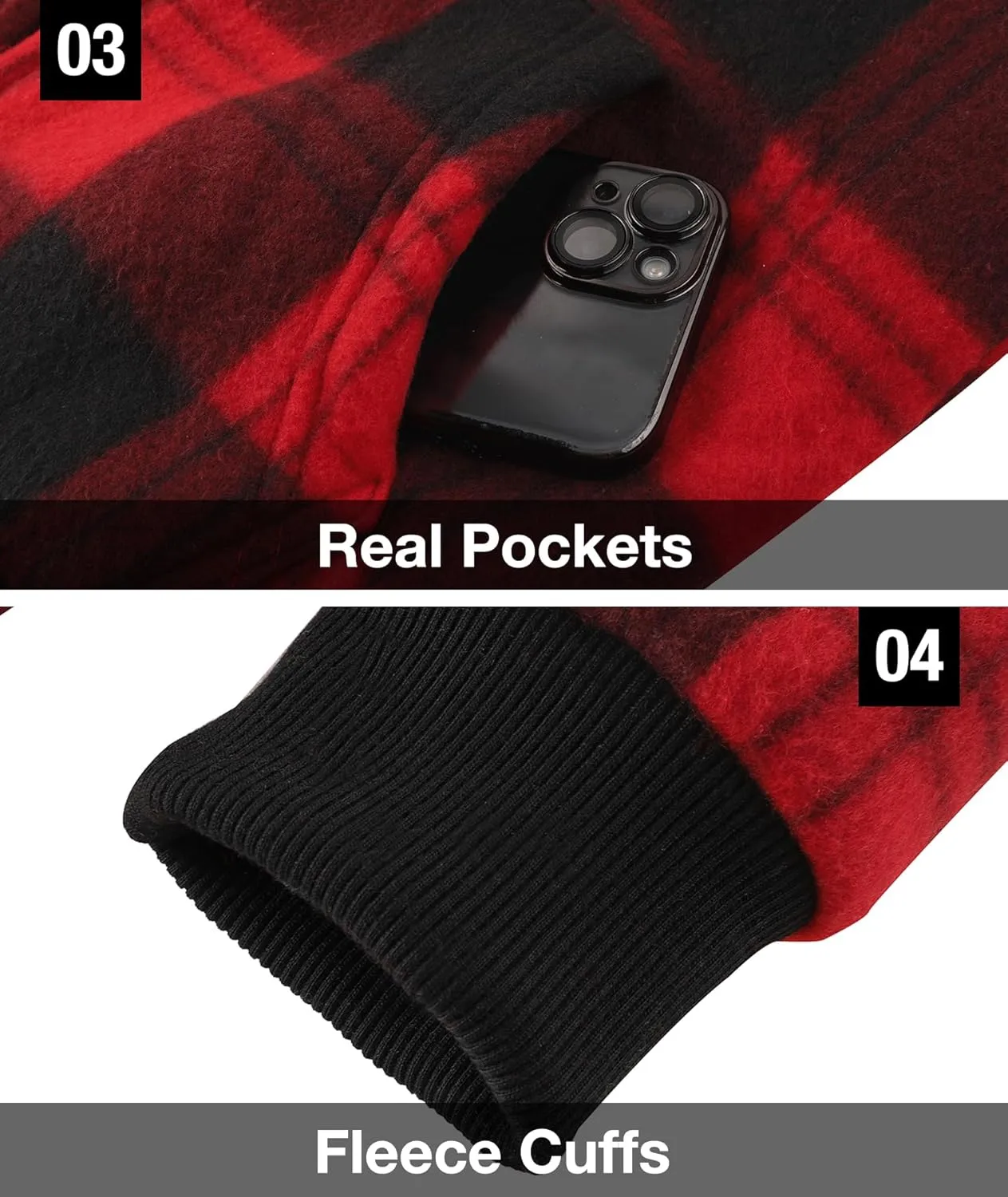 GEEK LIGHTING Boys Flannel Jacket Sherpa Lined Hoodies Zip Up Fleece Plaid Shirt Jackets Winter Outdoor Coat Warm