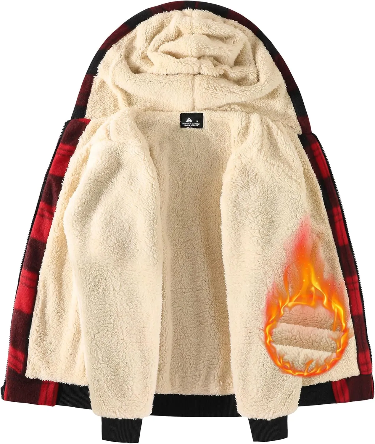 GEEK LIGHTING Boys Flannel Jacket Sherpa Lined Hoodies Zip Up Fleece Plaid Shirt Jackets Winter Outdoor Coat Warm