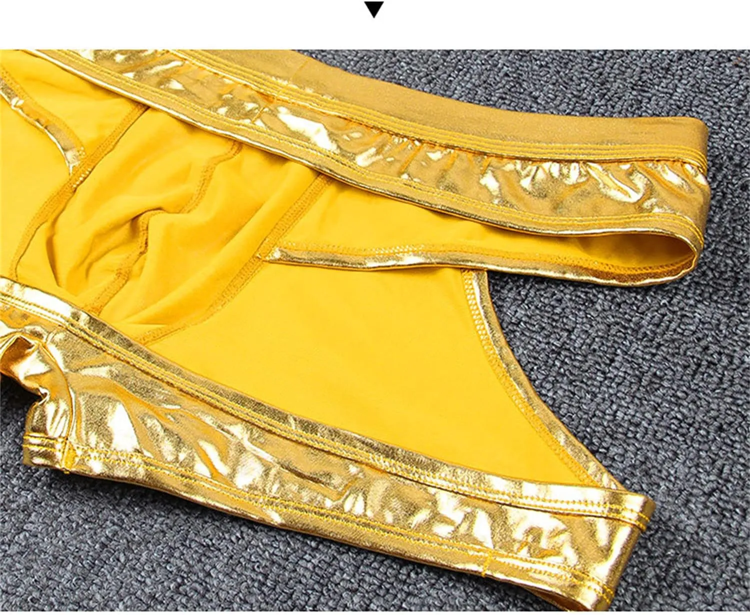 Generic Men's Faux Leather Boxer Briefs Hollowed Low Rise Metallic Underwear Clubwear Sexy U Convex Breathable Underwear