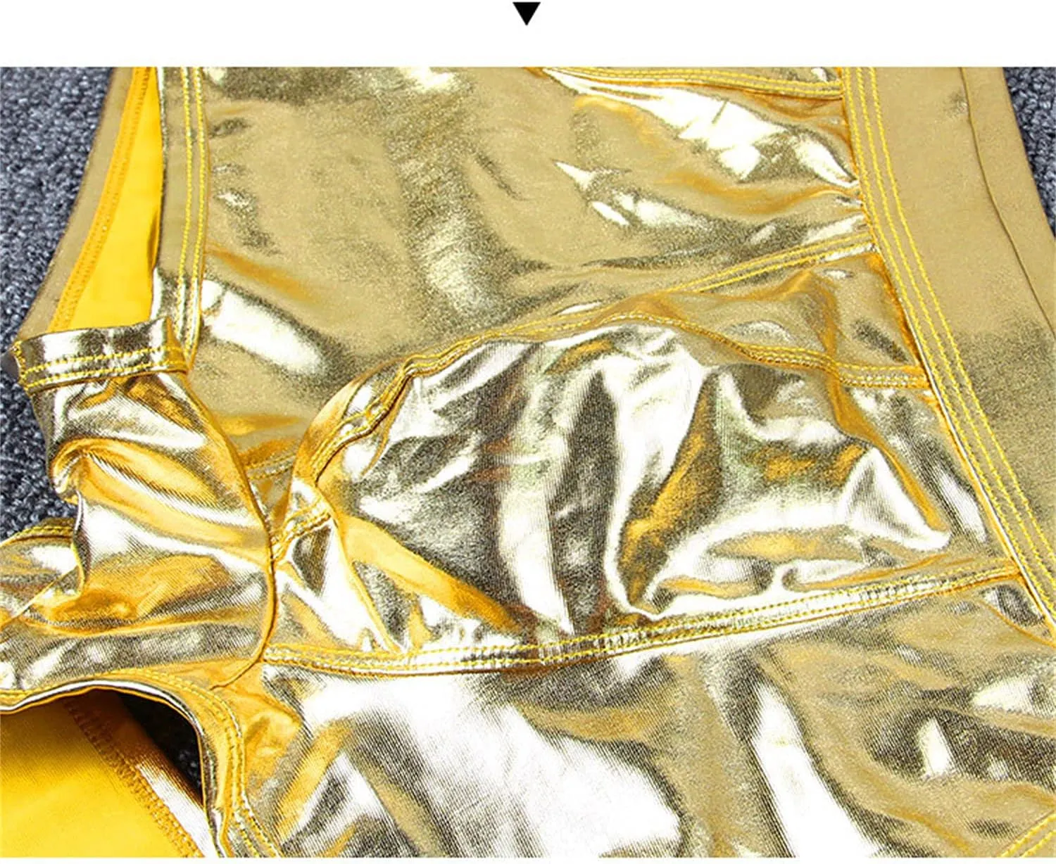 Generic Men's Faux Leather Boxer Briefs Hollowed Low Rise Metallic Underwear Clubwear Sexy U Convex Breathable Underwear