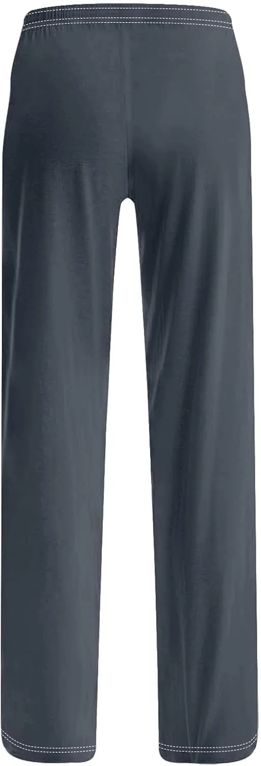 GIERIDUC Pajams Pants for Women Flowy Palazzo Pants Boho High Waist Wide Leg Trousers Summer Beach Lounge Outfits 2025