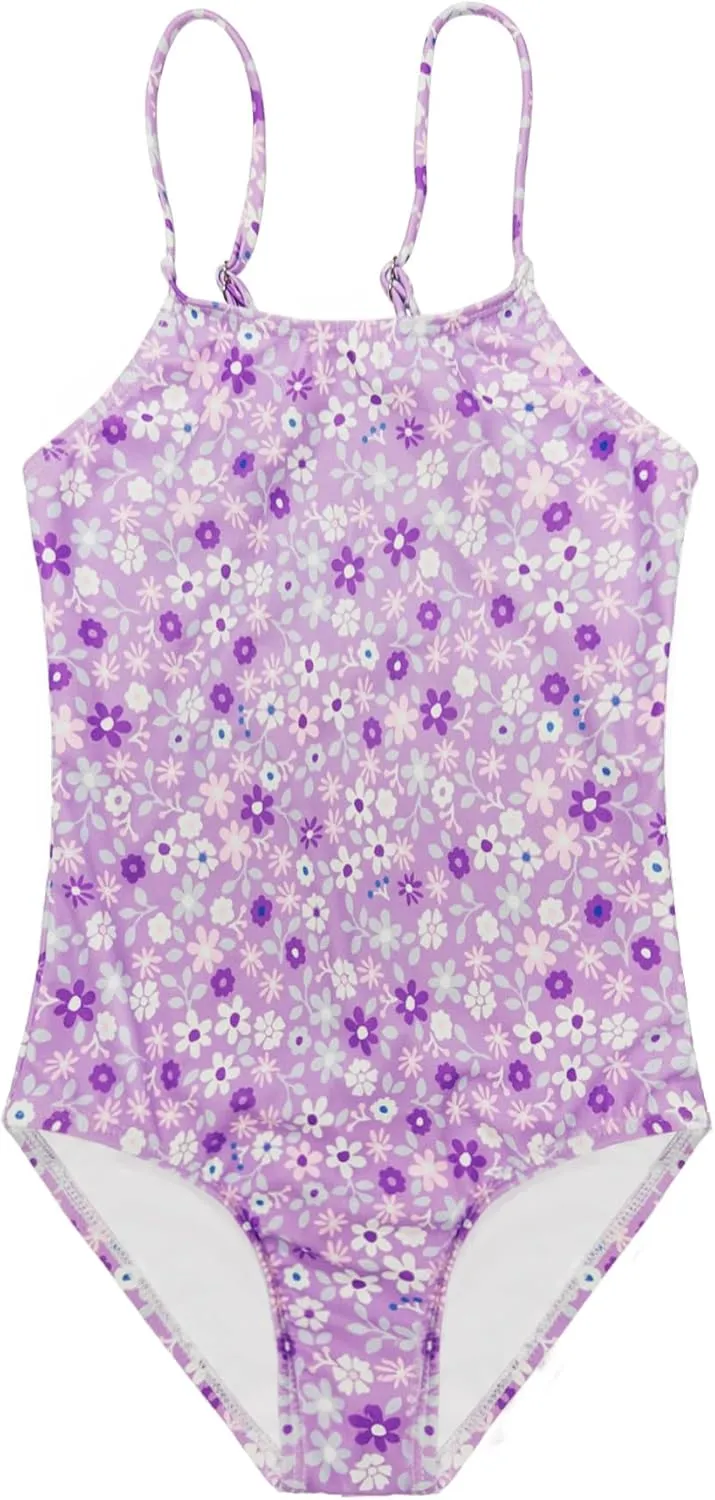Girls One Piece Swimsuits Kids Bathing Suit 5-12 Years,Sun Protection,Breathable Quick-Dry,Adjustable Strap,Stretchy Swimsuit
