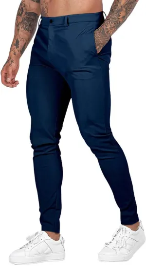 GOKKILRW Mens Golf Pants Stretch Chinos Dress Pants Quick Dry Business Work Office Lightweight Slim Fit Formal Sport Pants