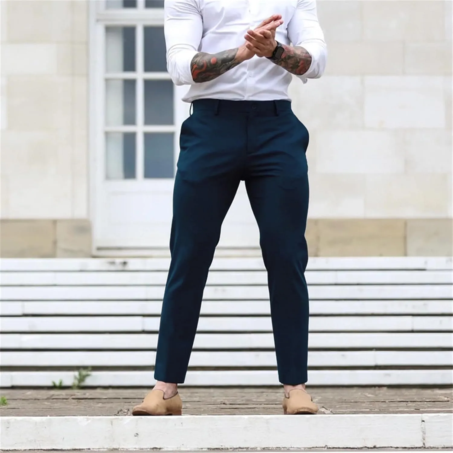 GOKKILRW Mens Golf Pants Stretch Chinos Dress Pants Quick Dry Business Work Office Lightweight Slim Fit Formal Sport Pants
