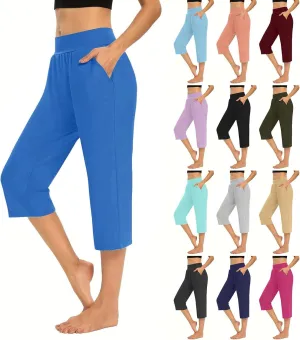 GOKKILRW Women Capri Pants High Waist Yoga Crop Athletic Trousers Straight Leg Pajama Pants Capris Sweatpants Casual Joggers