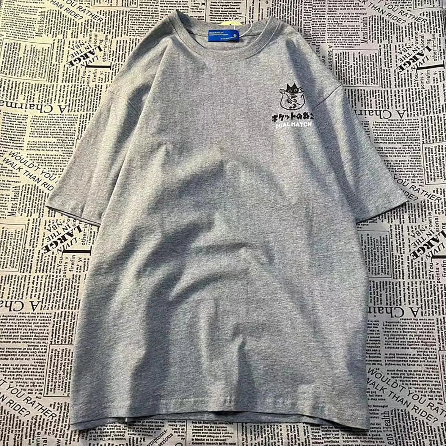 Gothic Oversized Printed T-Shirt Harajuku Street Trend Men and Women's Personality Loose Print Punk Short Sleeve