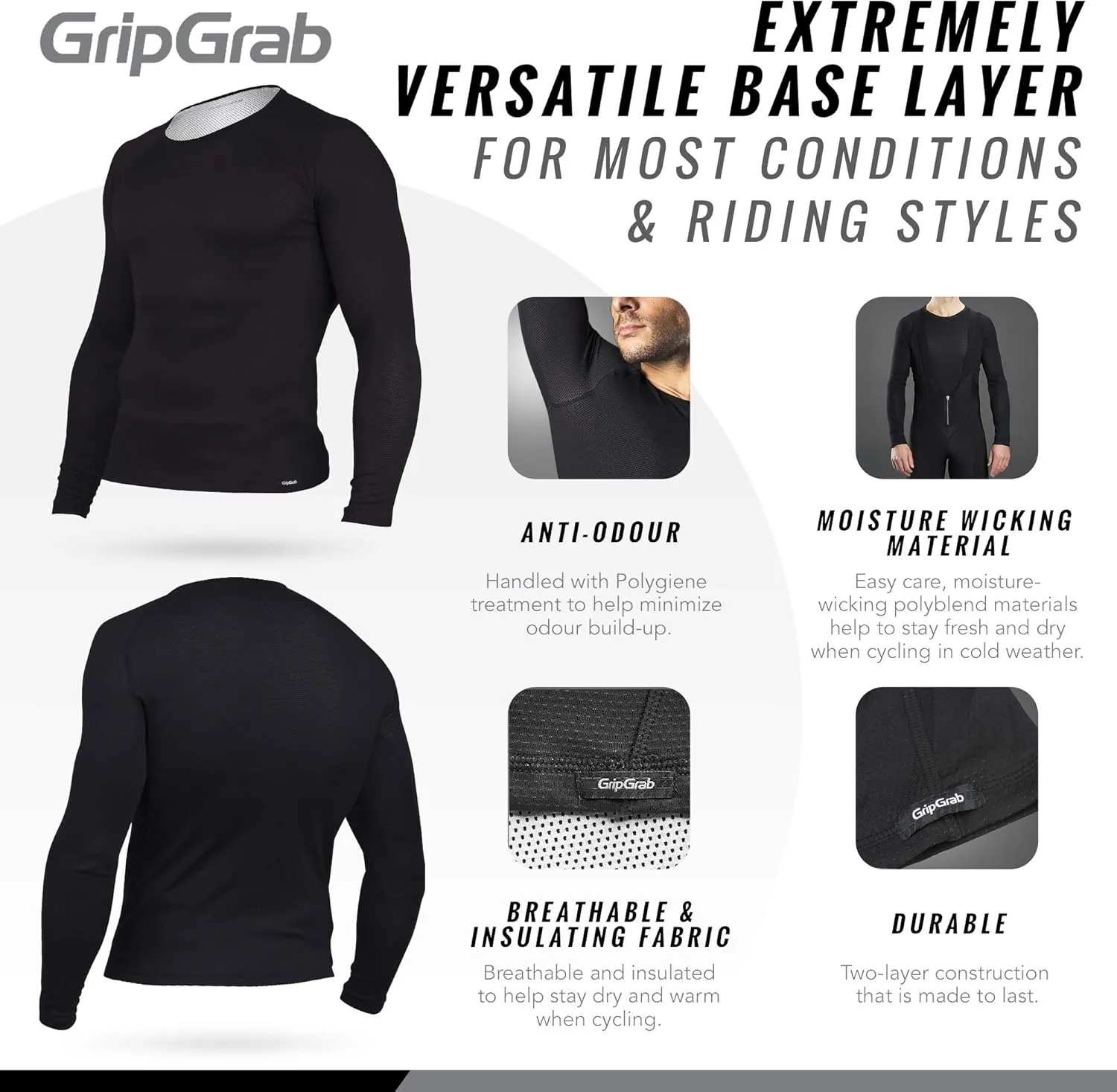 GripGrab Ride Thermal Long Sleeve Winter Cycling Base Layer Single & Multipack Biking Undershirt Bicycle Baselayer Bike Shirt