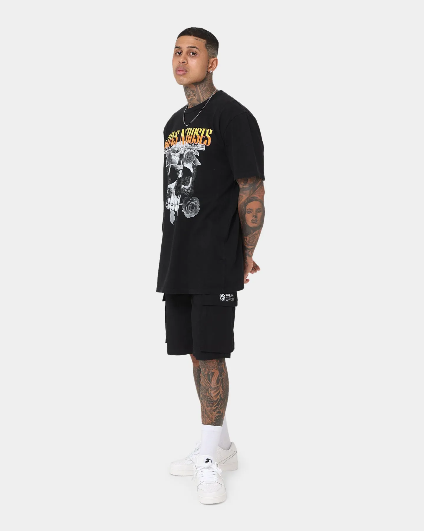 Gun N Roses Skull Split Vintage T-Shirt Washed Black