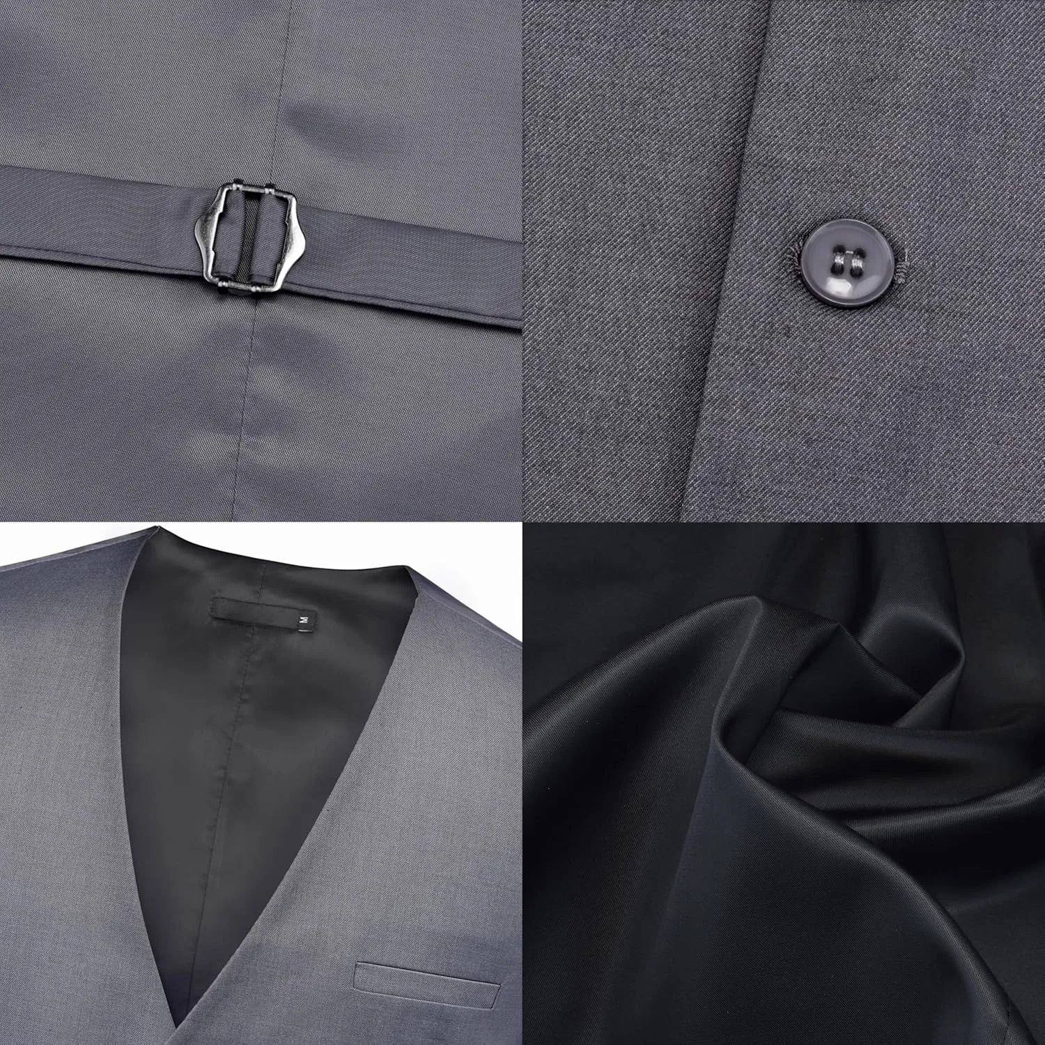 GUSLESON Men's Suit Vest and Pocket Square Set Business Formal Dress Waistcoat Vest with 3 Pockets