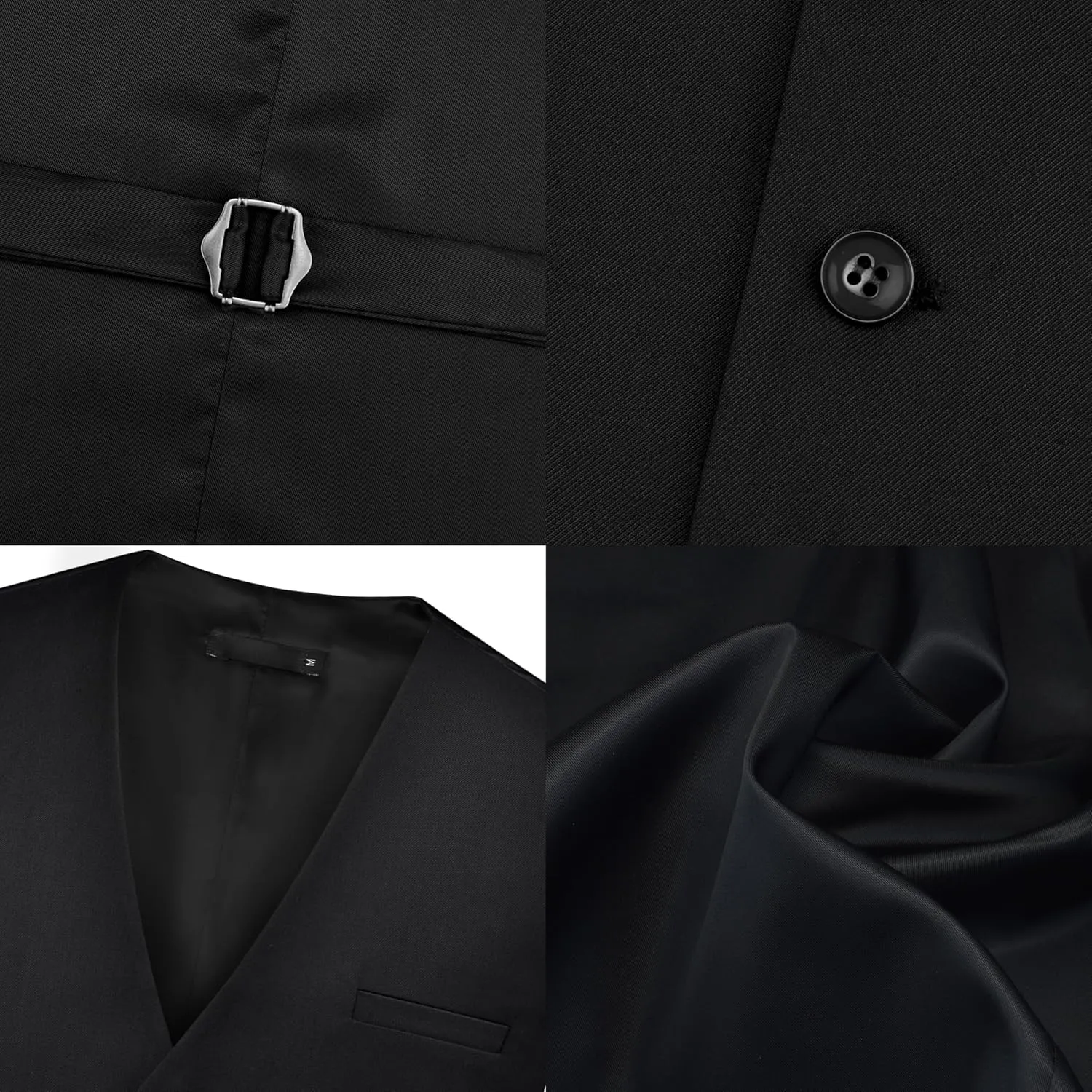 GUSLESON Men's Suit Vest and Pocket Square Set Business Formal Dress Waistcoat Vest with 3 Pockets
