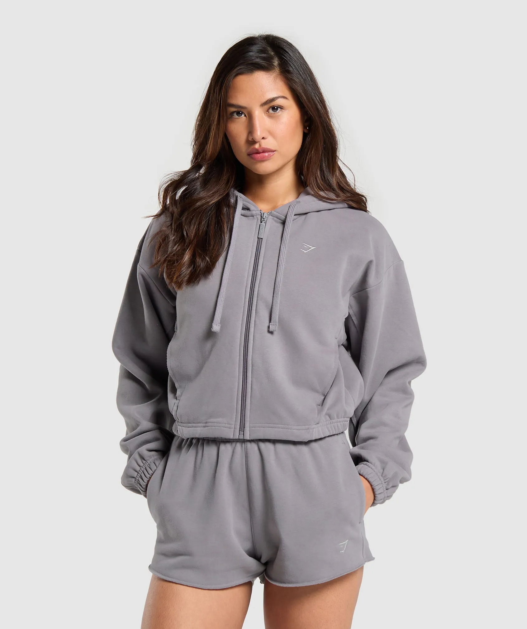 Gymshark Fleece Zip Hoodie - Medium Grey