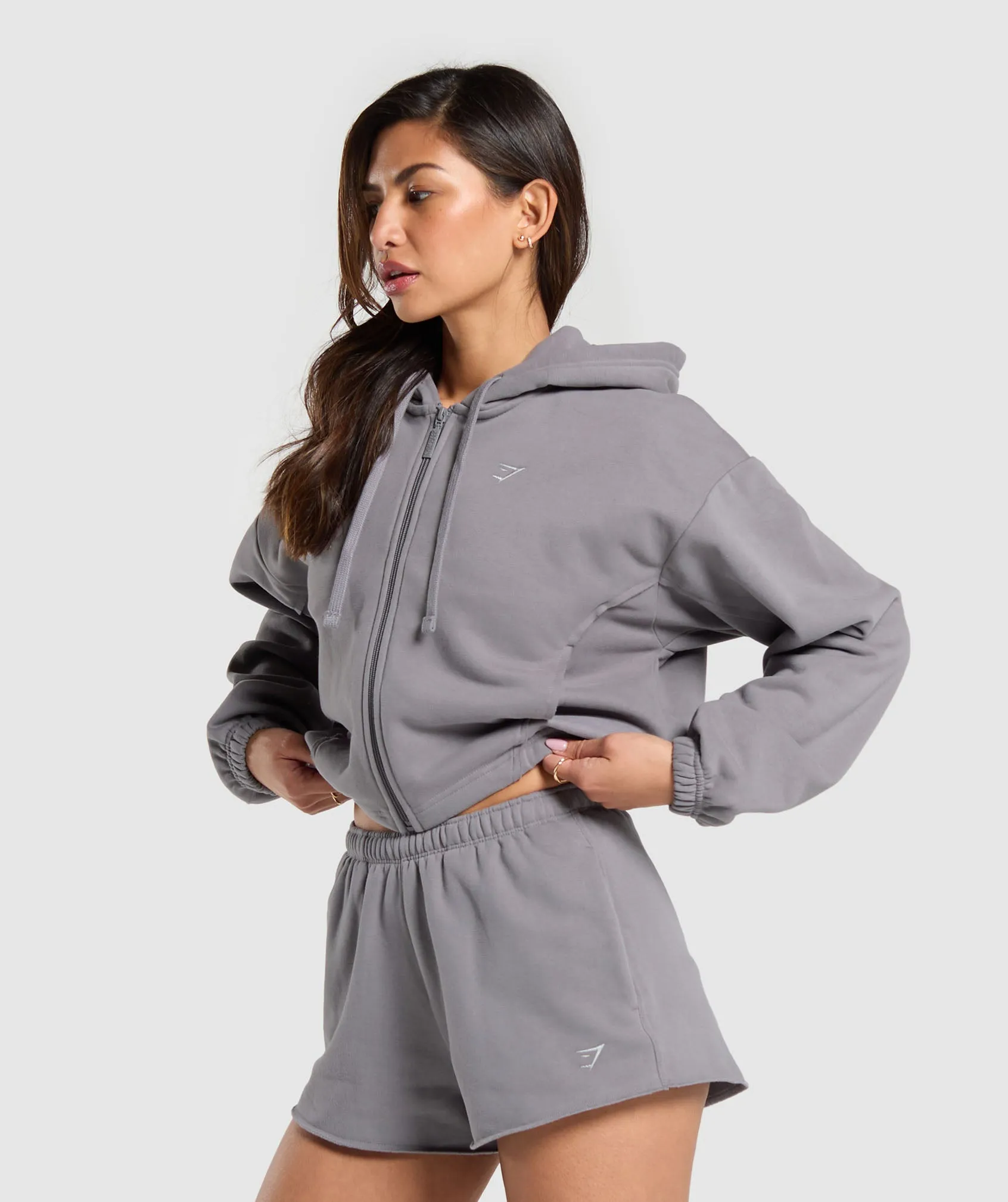 Gymshark Fleece Zip Hoodie - Medium Grey