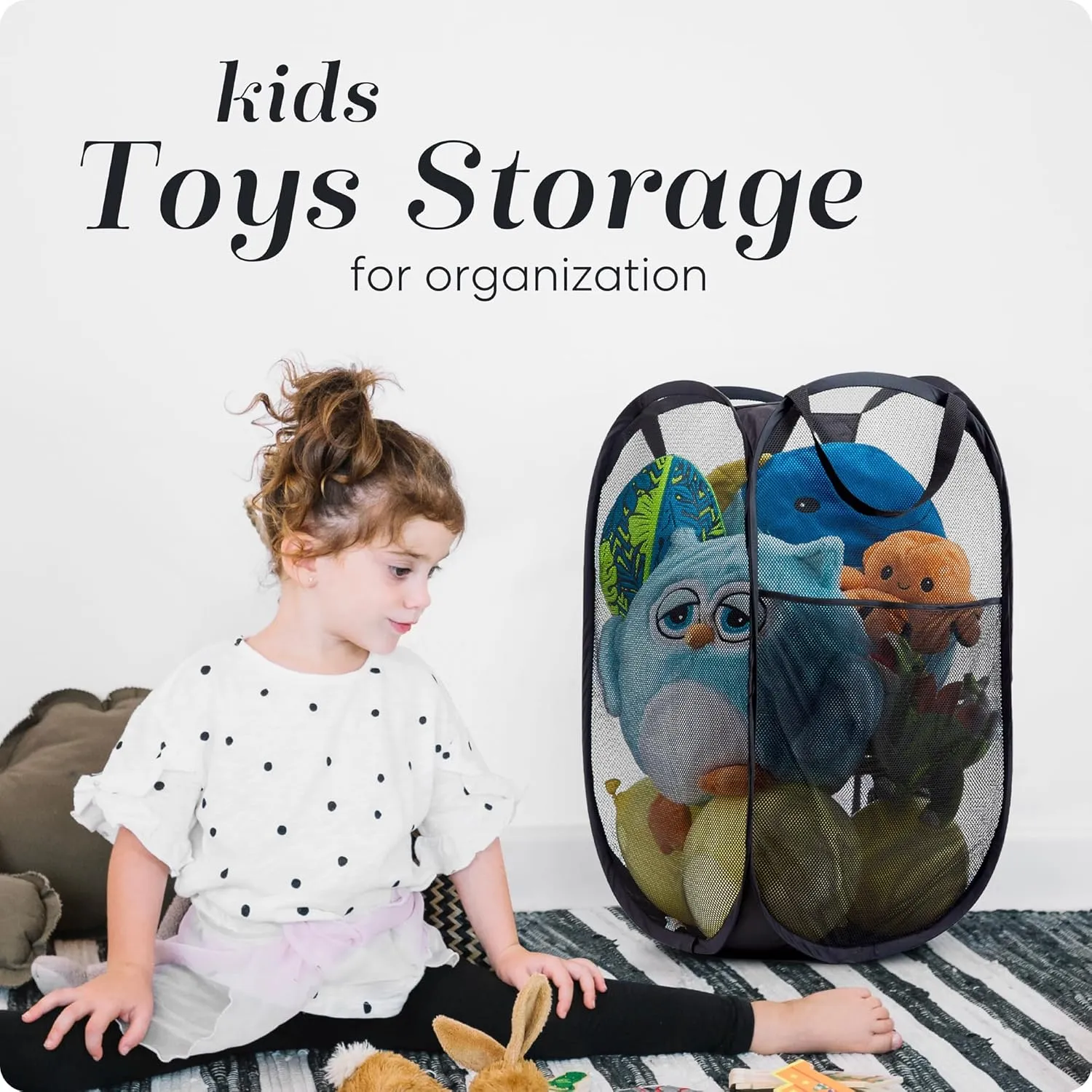 Handy Laundry Collapsible Mesh Pop Up Hamper with Wide Opening and Side Pocket  Breathable, Sturdy, Foldable, and Space-Saving Design for Clothes and Storage. (Black | 2-Pack)