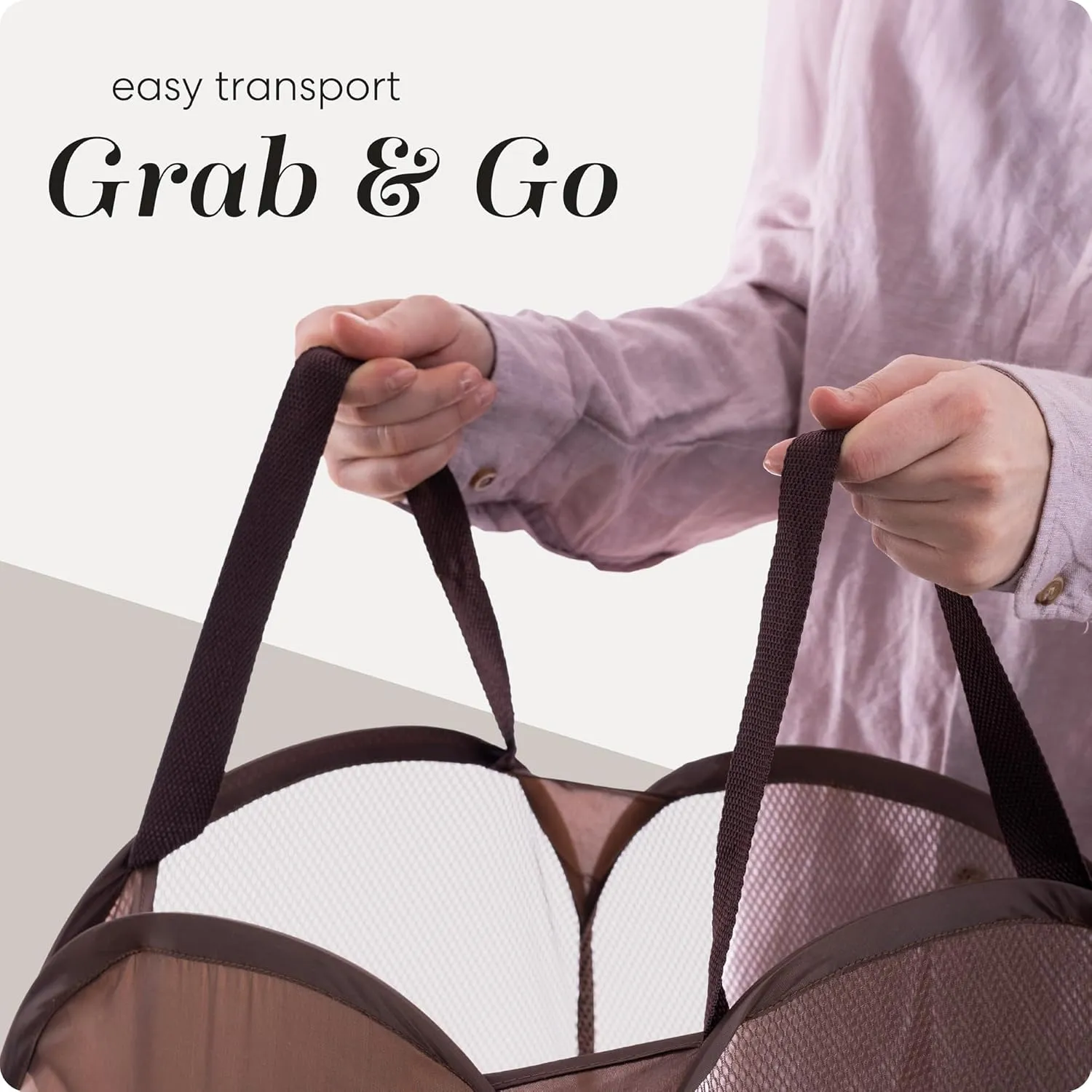 Handy Laundry Collapsible Mesh Pop Up Hamper with Wide Opening and Side Pocket  Breathable, Sturdy, Foldable, and Space-Saving Design for Clothes and Storage. (Monkey)