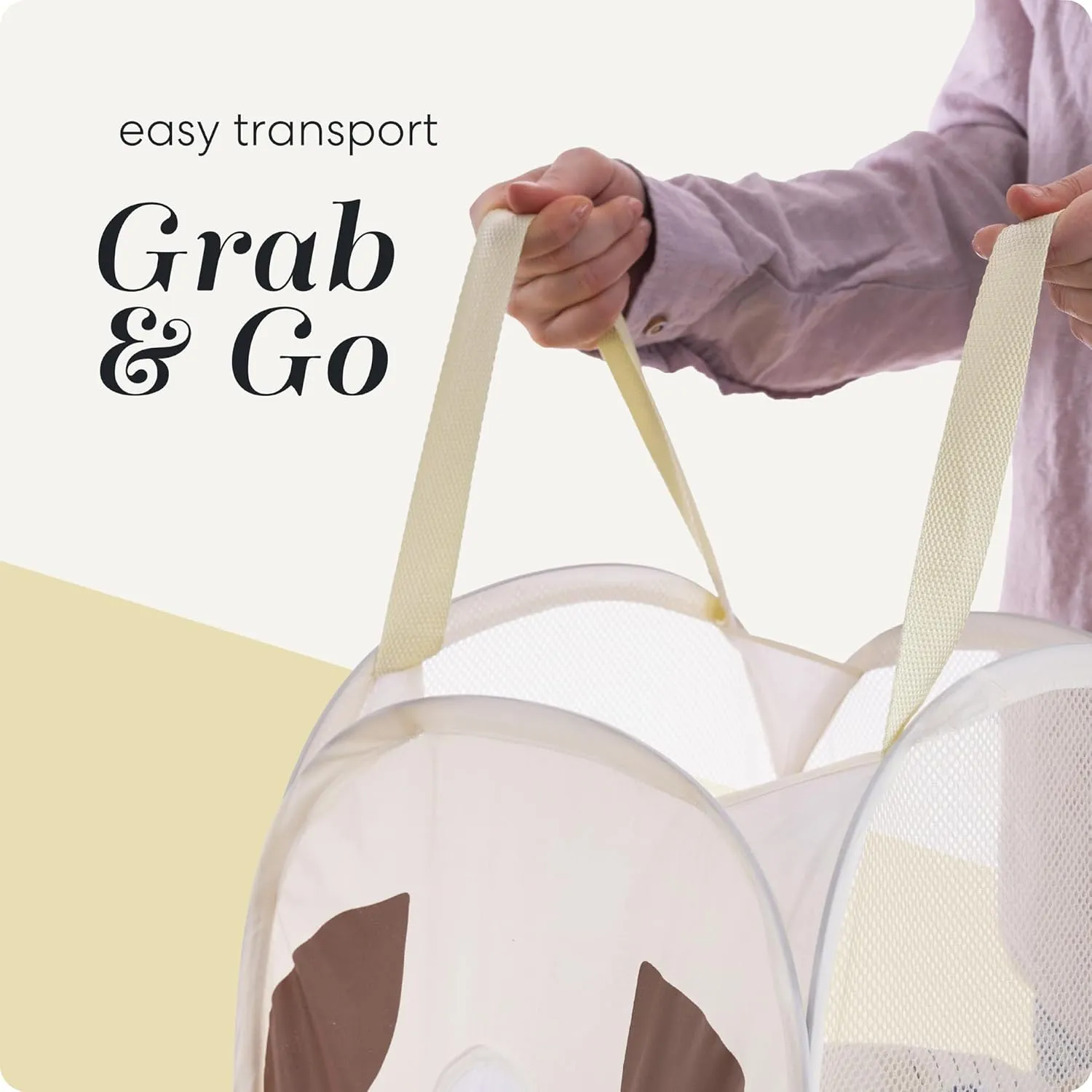 Handy Laundry Collapsible Mesh Pop-Up Hamper with Wide Opening and Side Pocket  Breathable, Sturdy, Foldable, Space-Saving Design (Puppy)