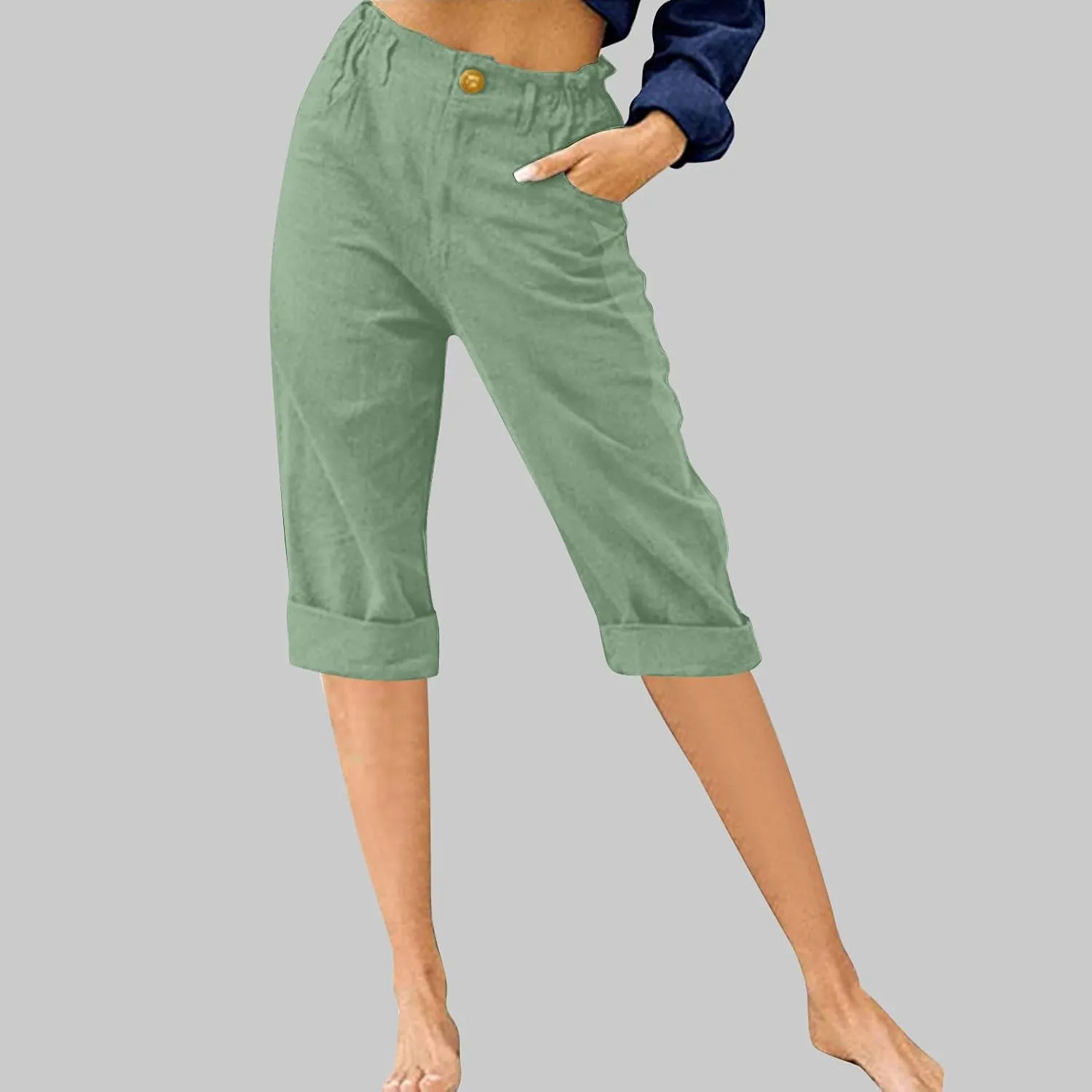 High Waist Capri Pants for Women 2024 Casual Summer Straight Leg Lounge Capris Loose Comfy Cropped Trousers