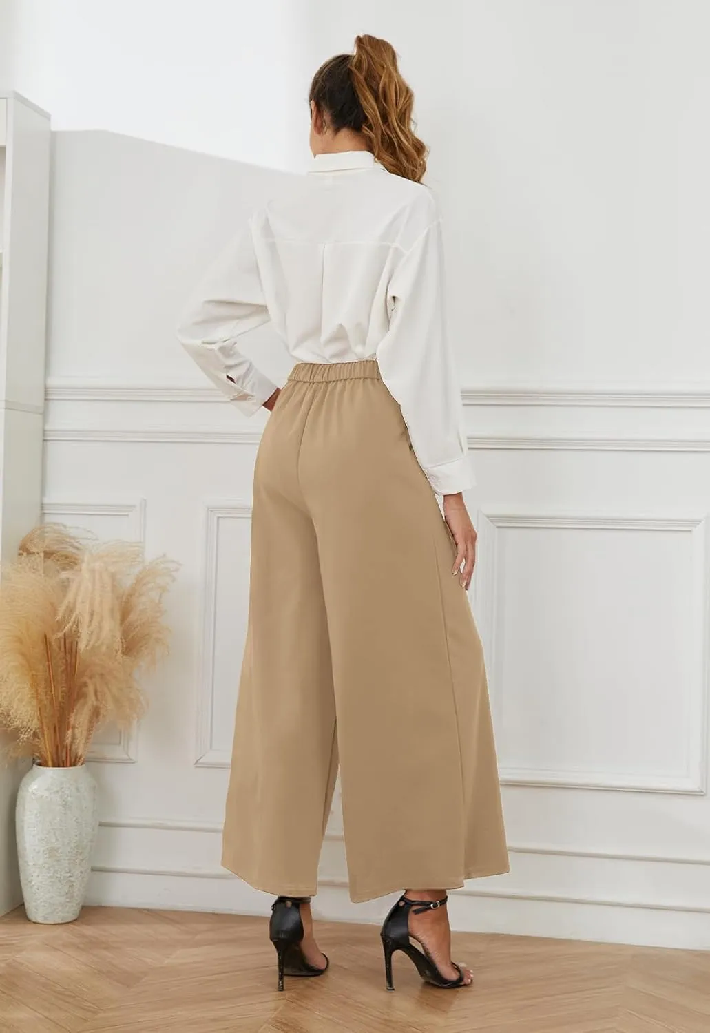 High Waisted Palazzo Pants for Women Dressy Wide Leg Work Pants Casual Trousers