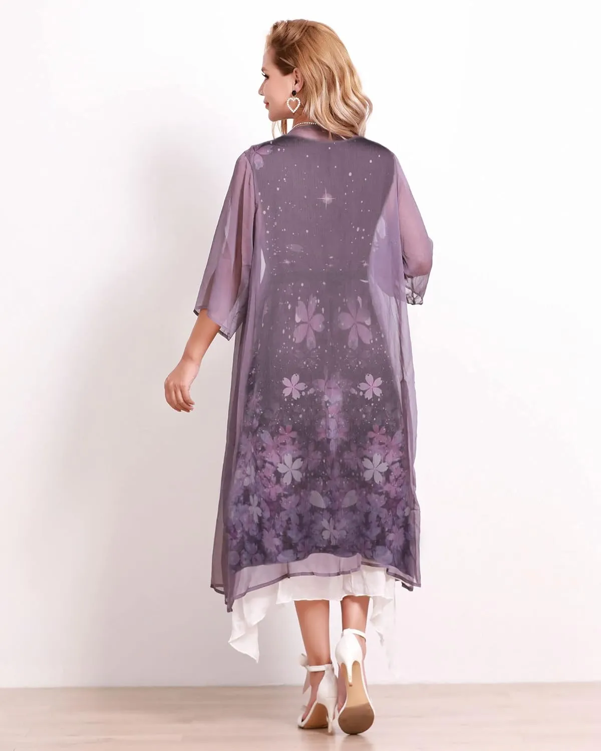 Honwenle Women's Linen Dress 2 Piece Outfit Floral Sleeveless Loose Maxi Summer Dresses with Jacket Formal Casual